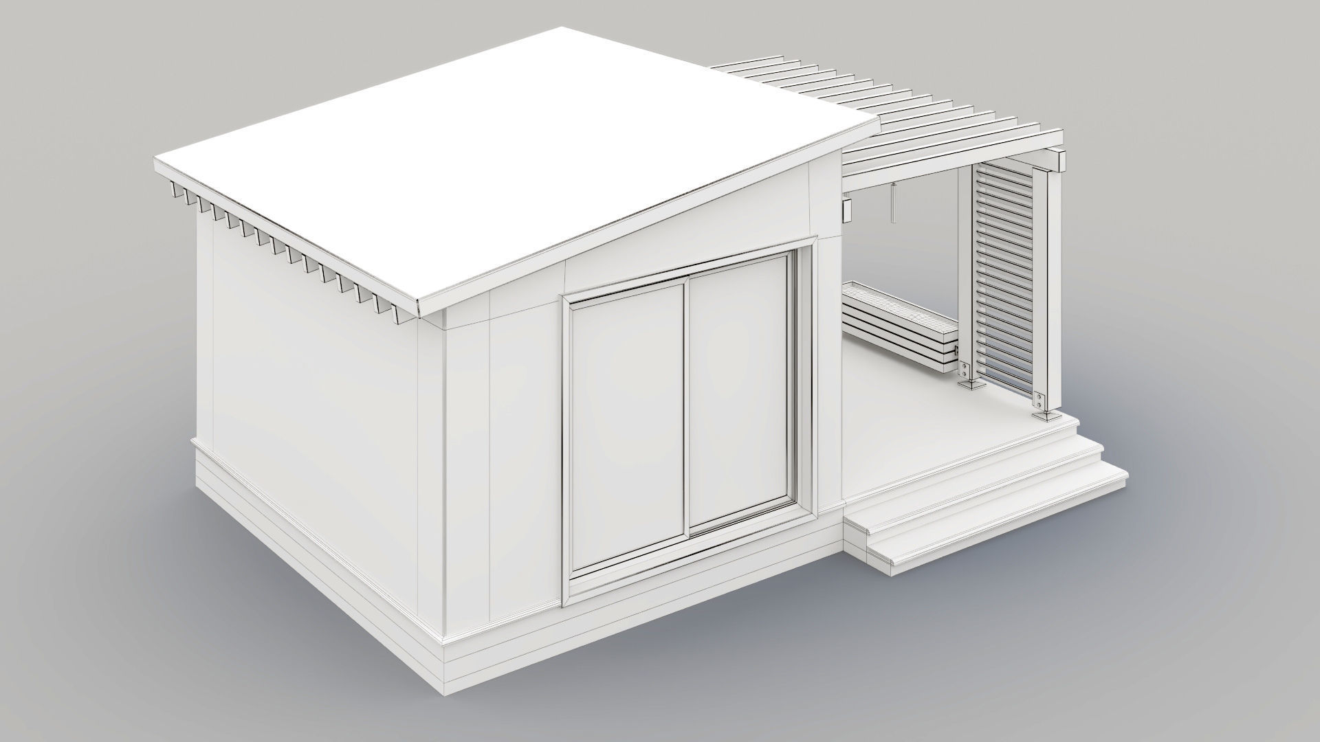 Pavilion with terrace and pergola 3D model_29