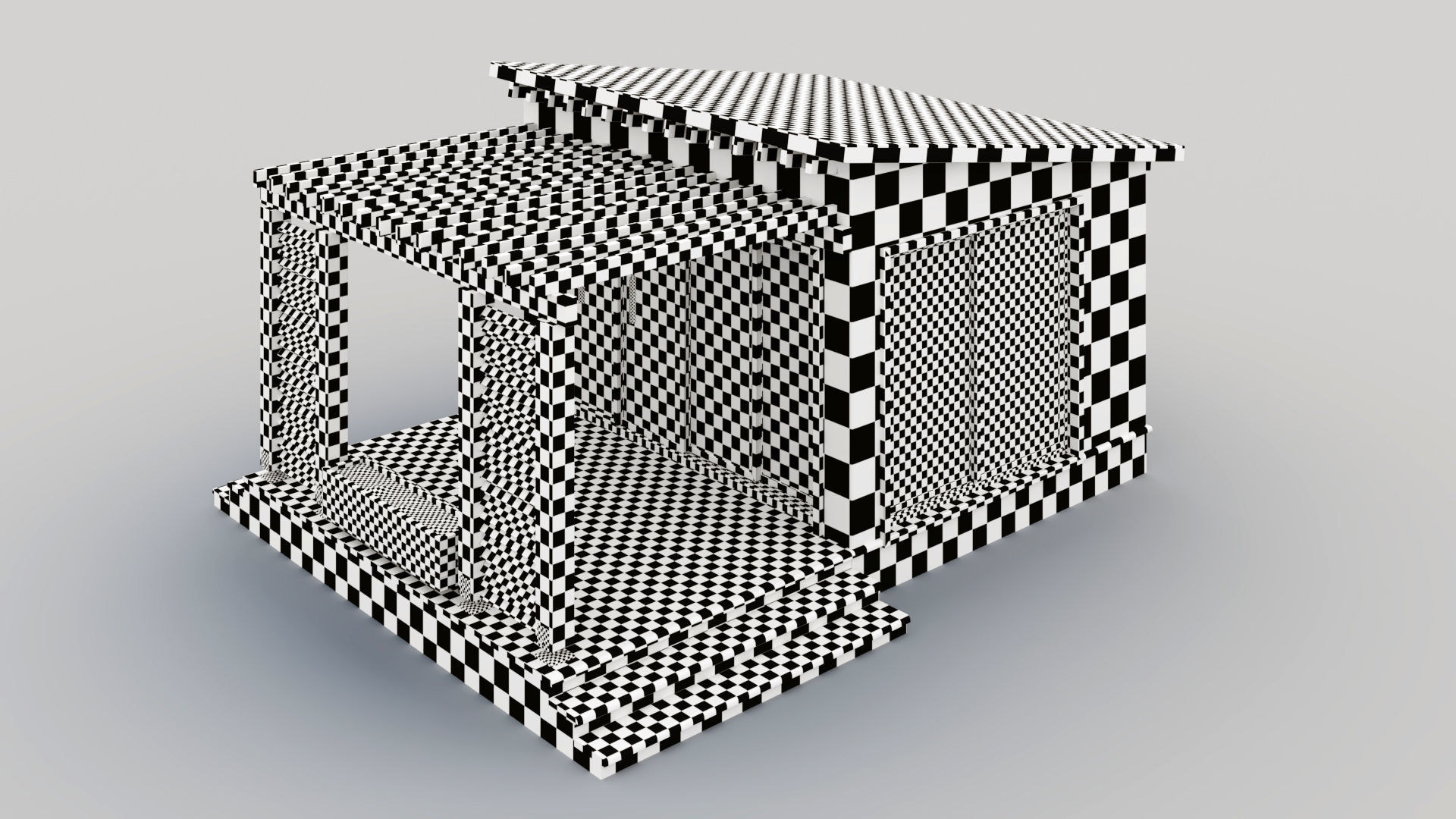 Pavilion with terrace and pergola 3D model_16