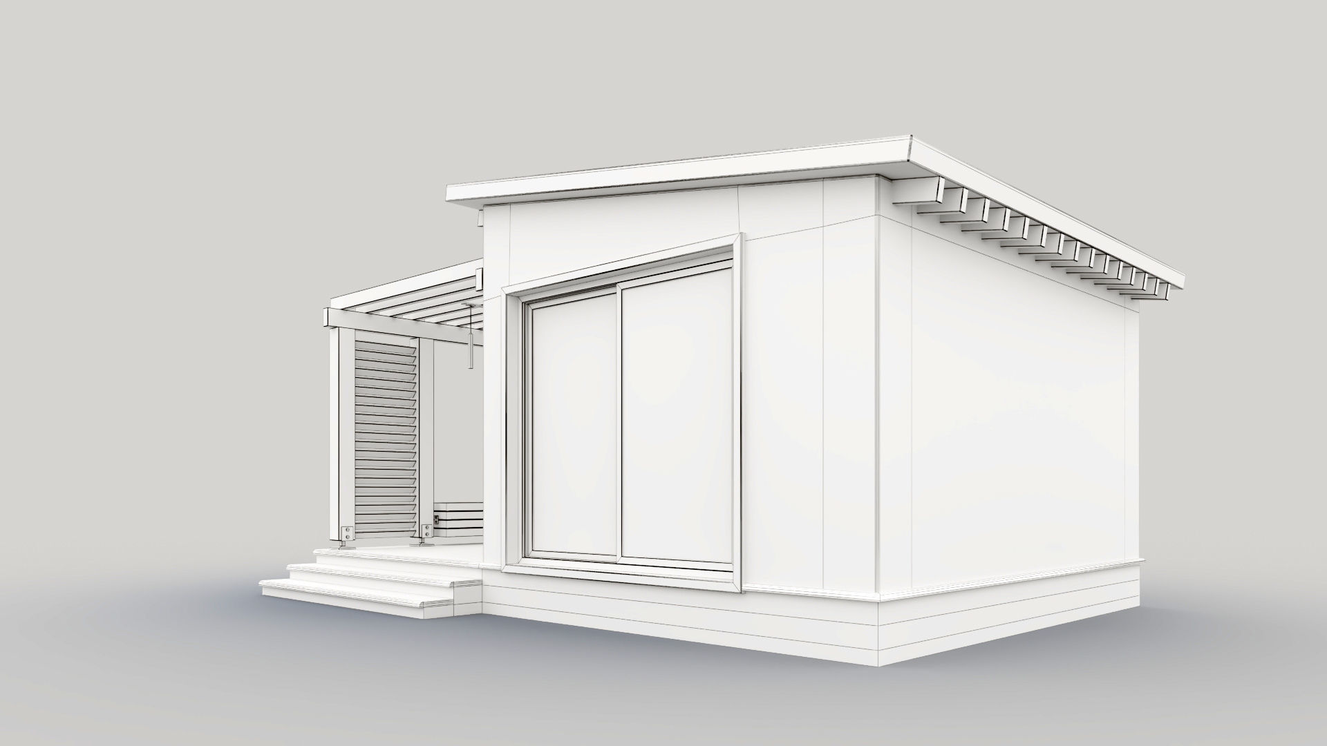Pavilion with terrace and pergola 3D model_24