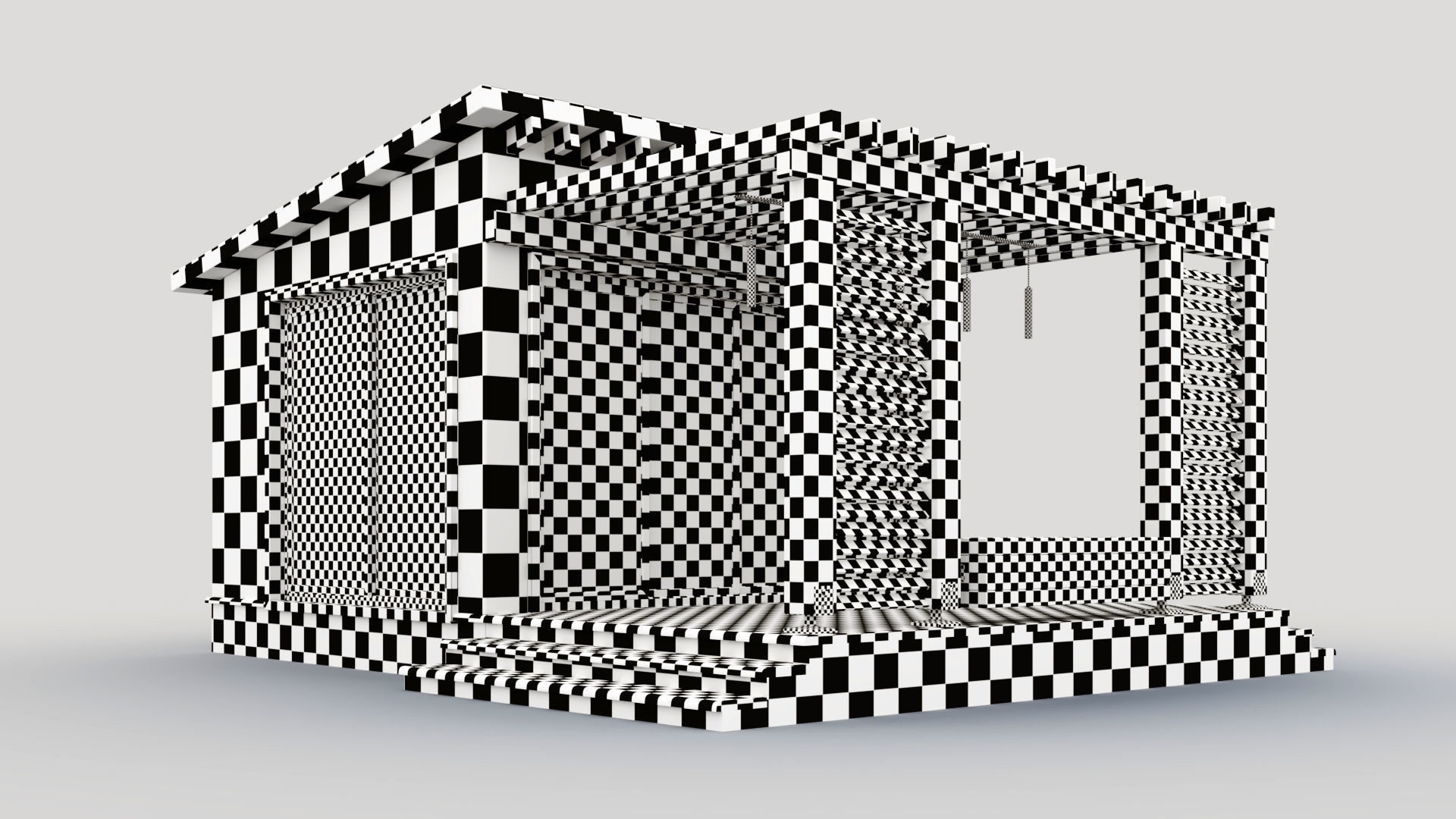 Pavilion with terrace and pergola 3D model_11