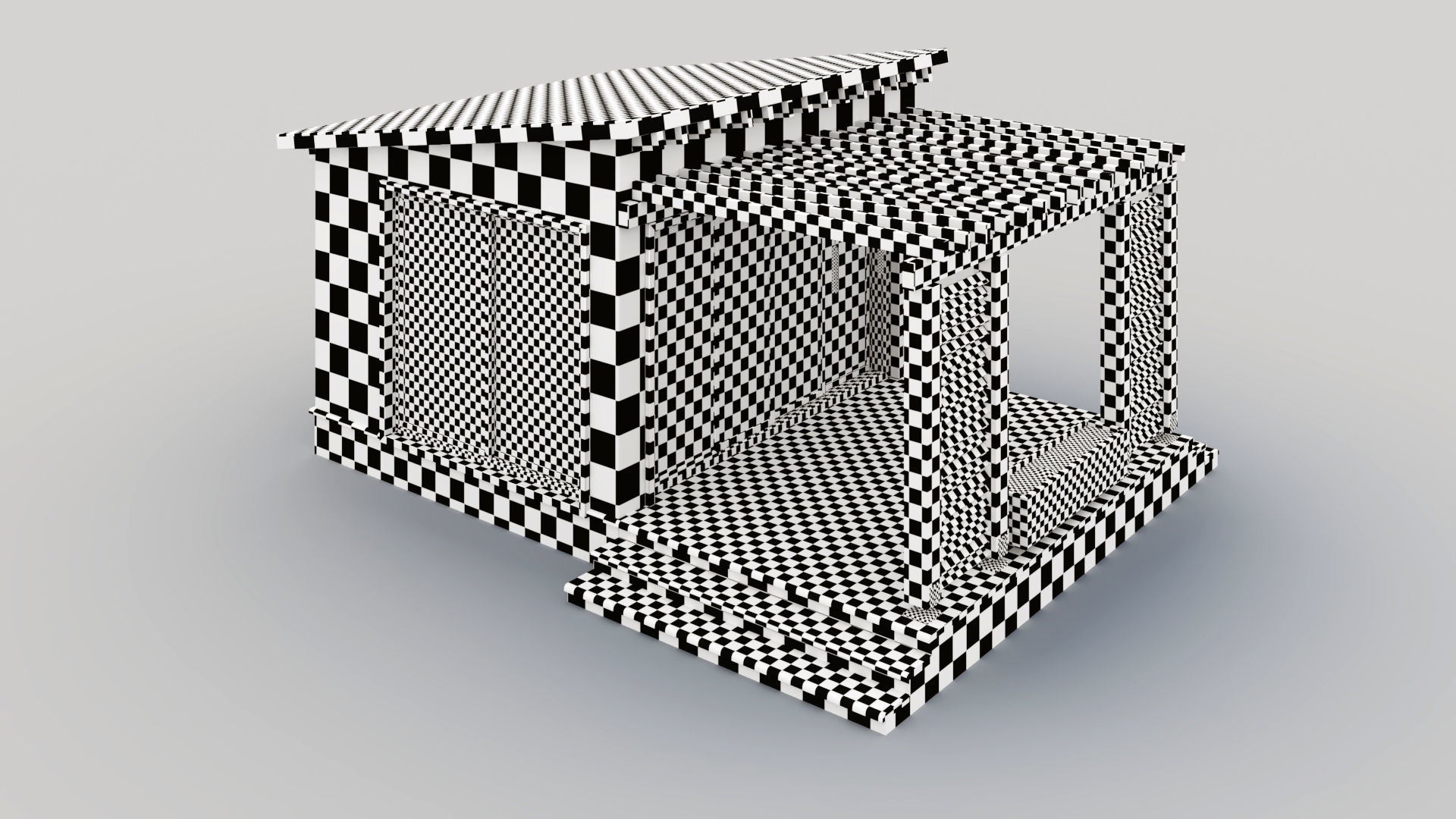 Pavilion with terrace and pergola 3D model_15