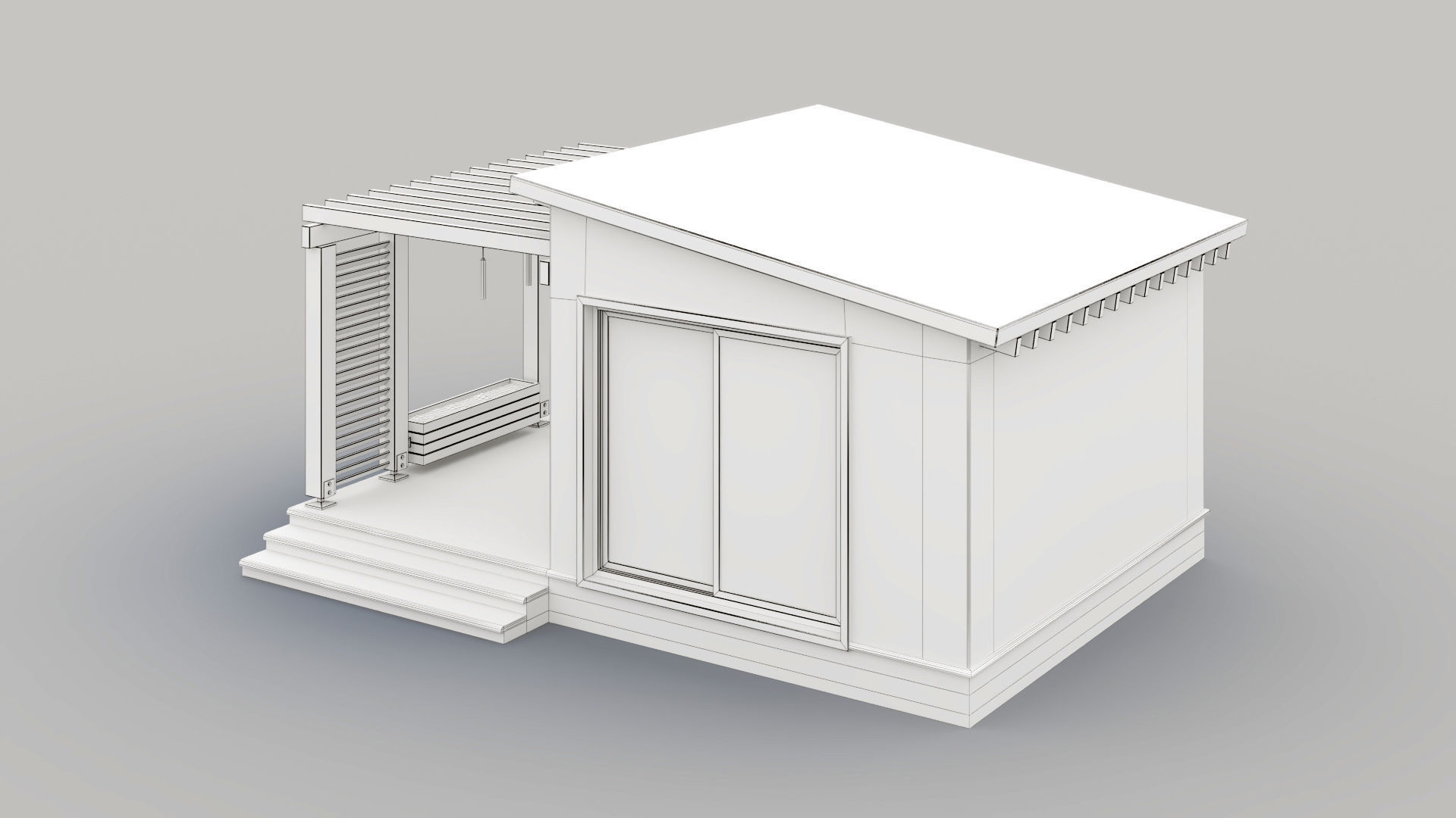 Pavilion with terrace and pergola 3D model_28