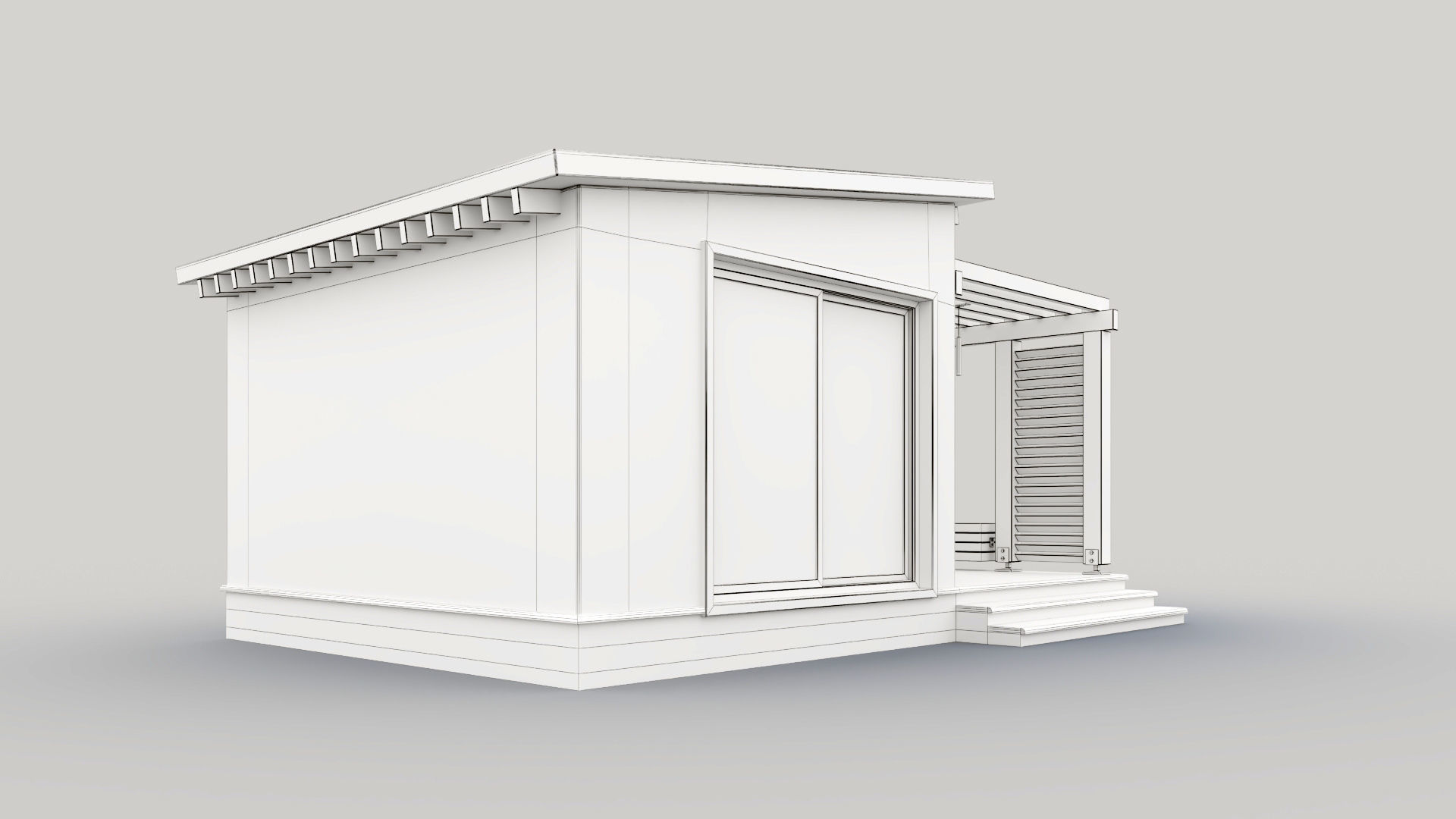 Pavilion with terrace and pergola 3D model_25