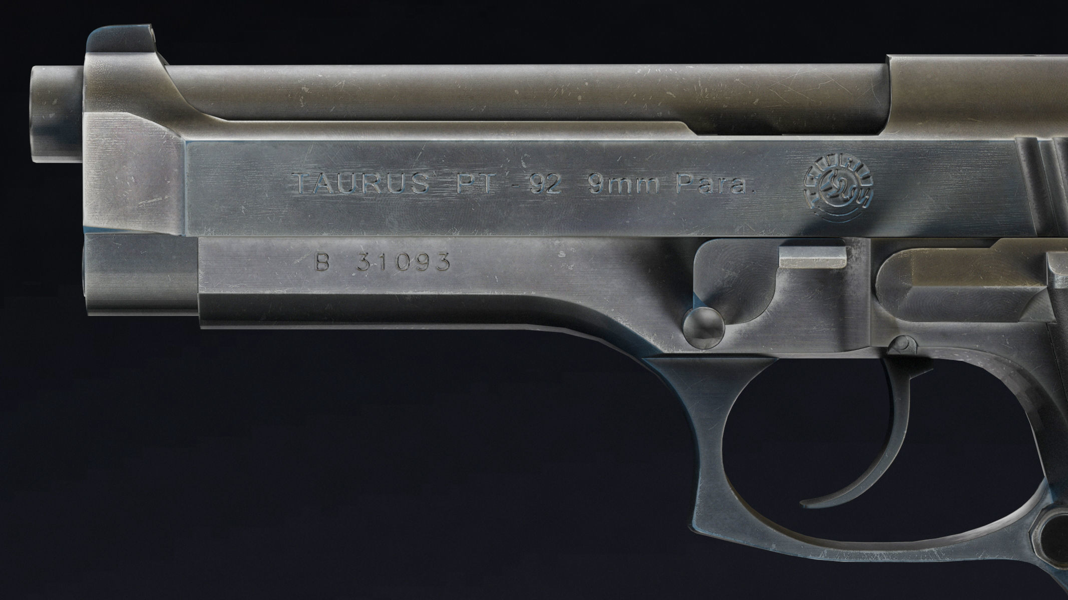 Taurus PT92 Low Poly Realistic V2 Low-poly 3D model_7