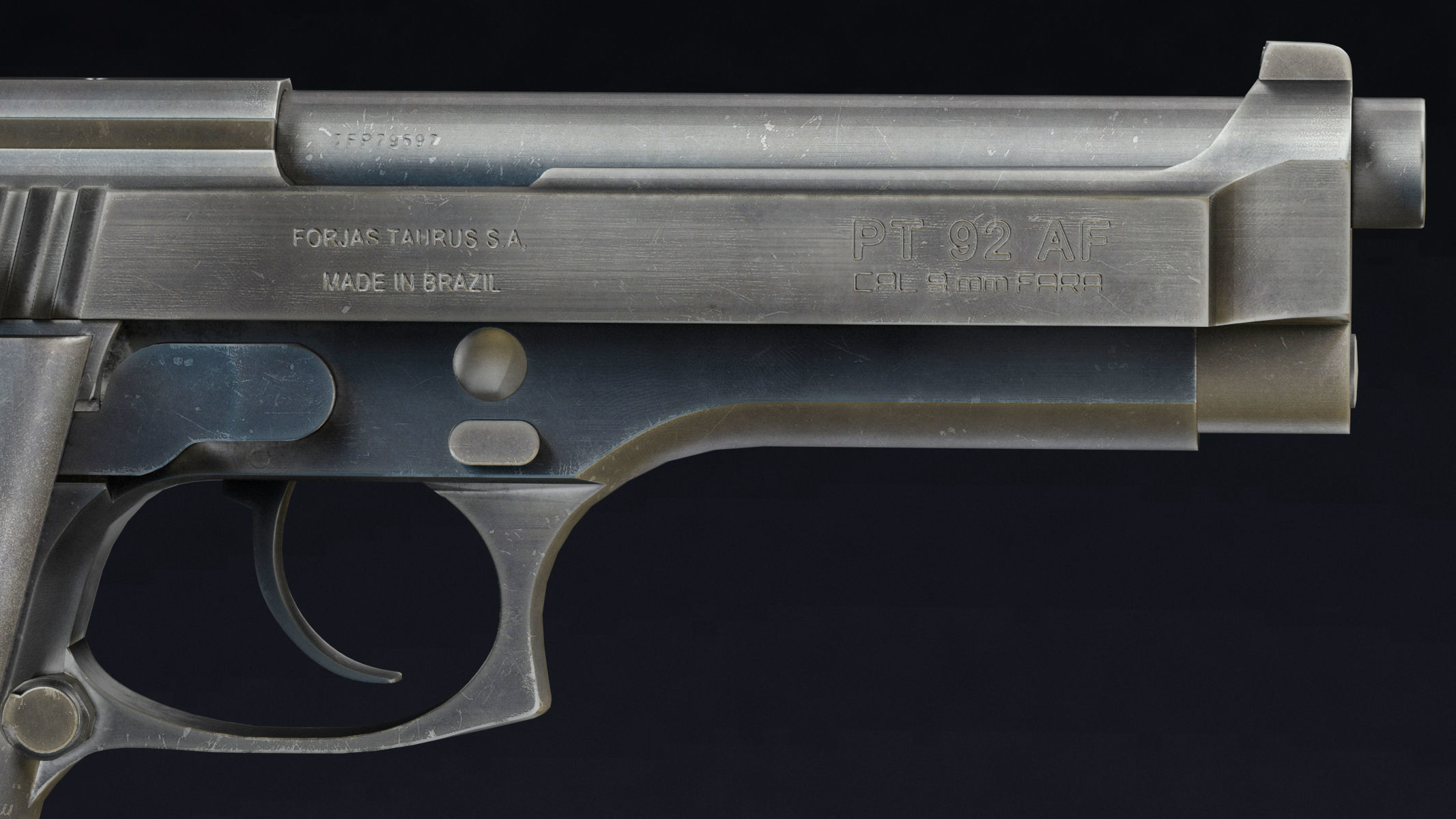 Taurus PT92 Low Poly Realistic V2 Low-poly 3D model_5