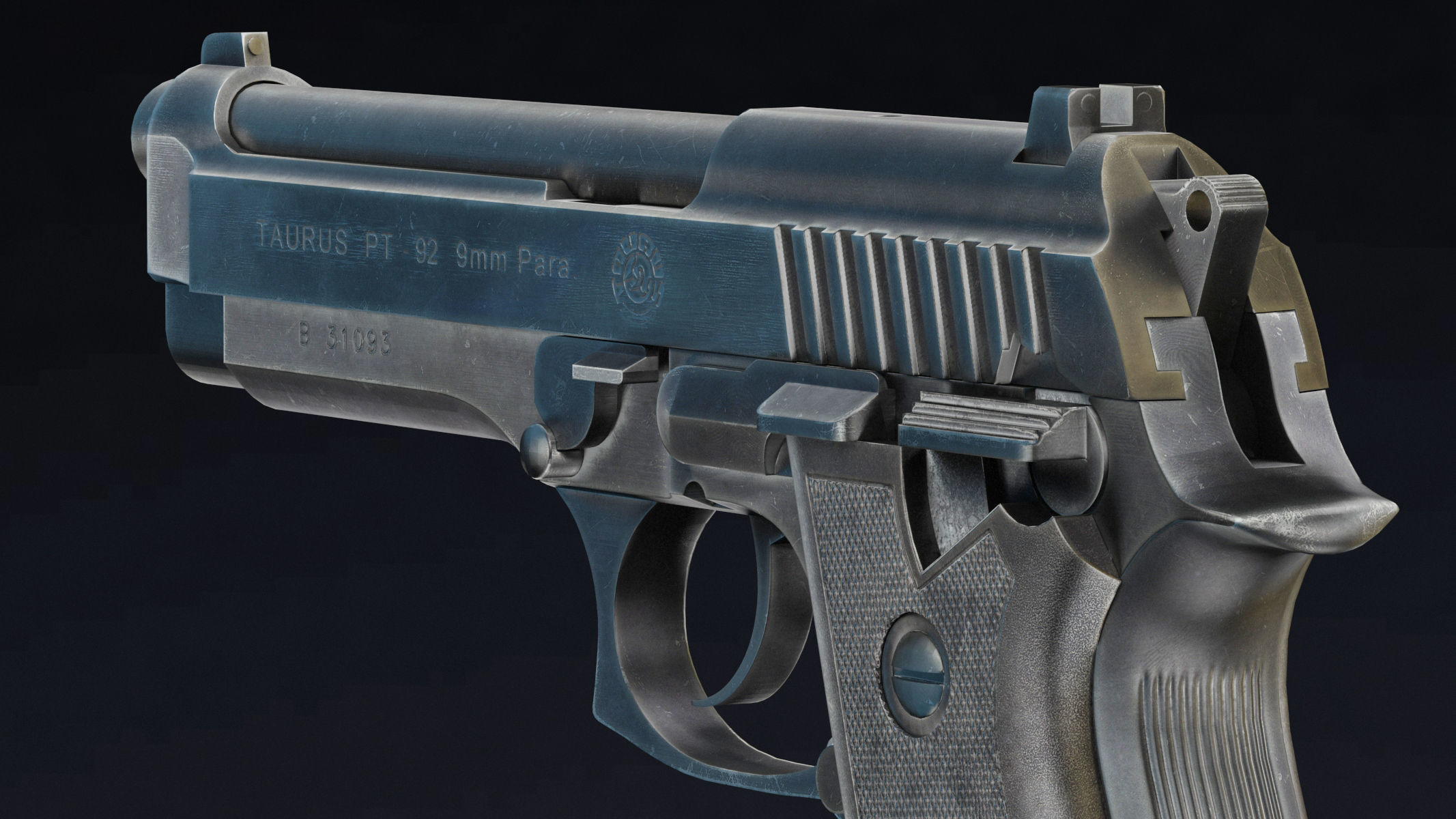 Taurus PT92 Low Poly Realistic V2 Low-poly 3D model_6