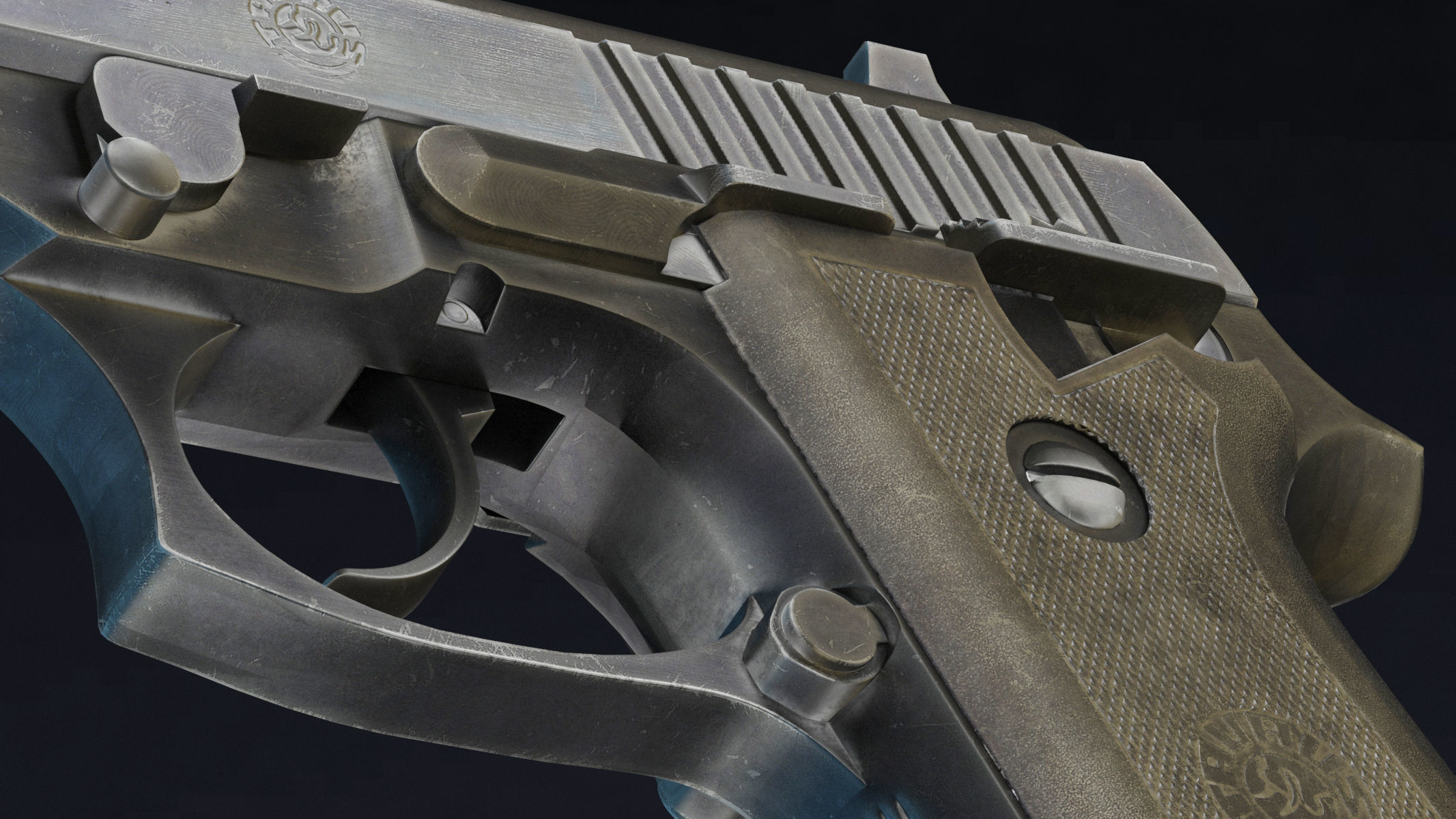 Taurus PT92 Low Poly Realistic V2 Low-poly 3D model_13