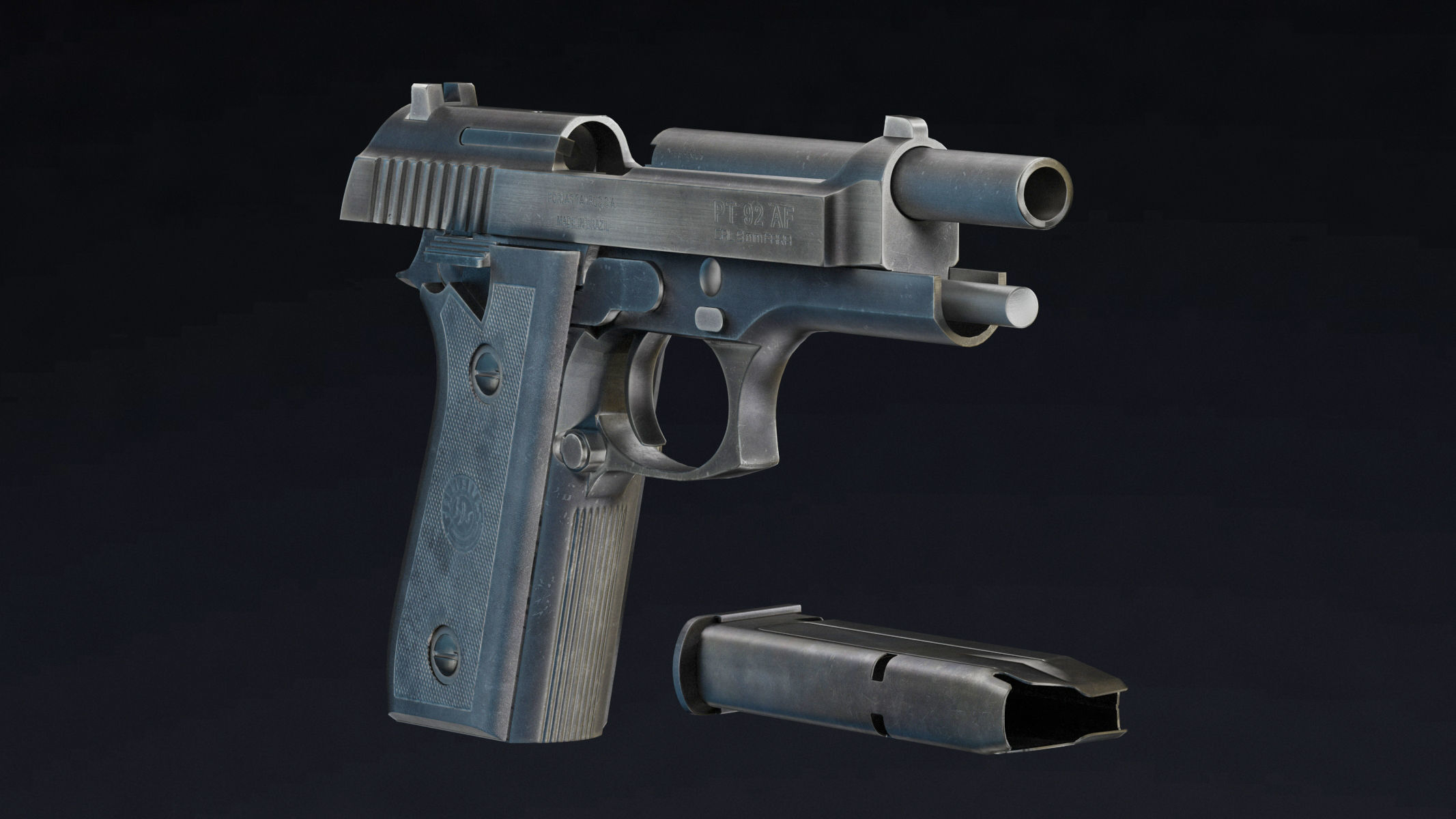 Taurus PT92 Low Poly Realistic V2 Low-poly 3D model_4