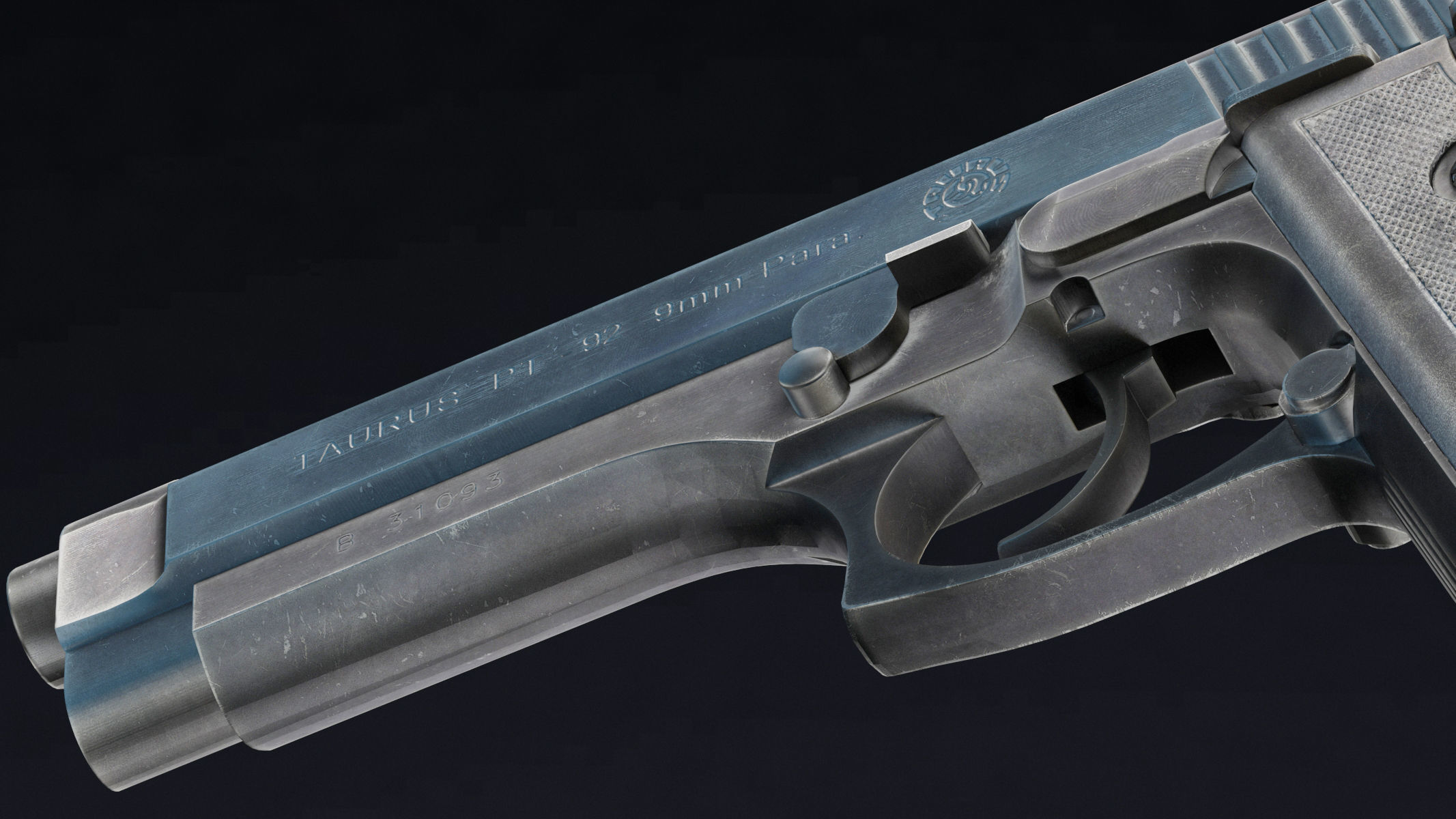 Taurus PT92 Low Poly Realistic V2 Low-poly 3D model_10