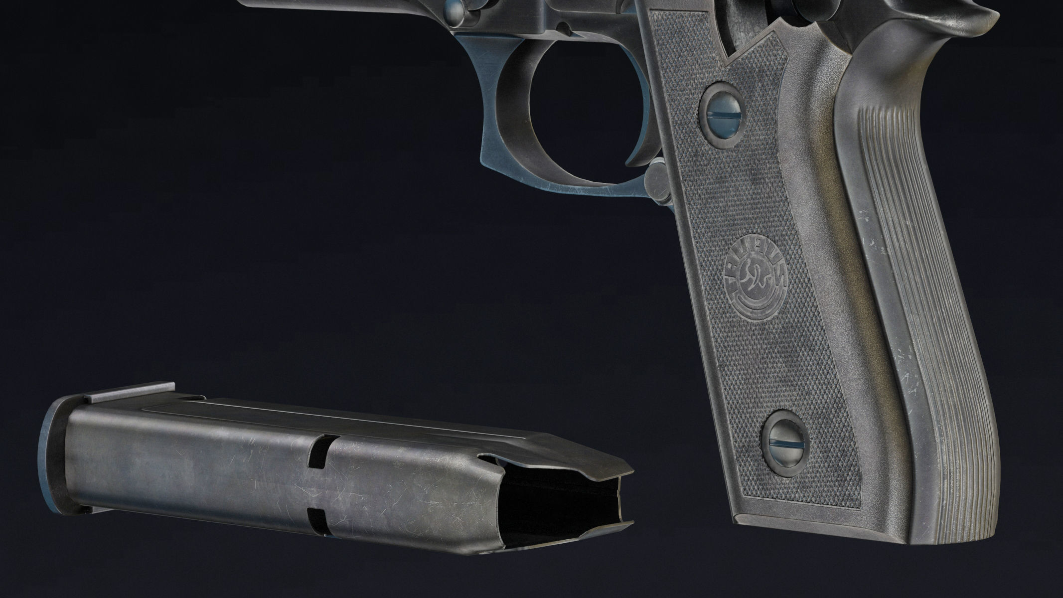 Taurus PT92 Low Poly Realistic V2 Low-poly 3D model_14