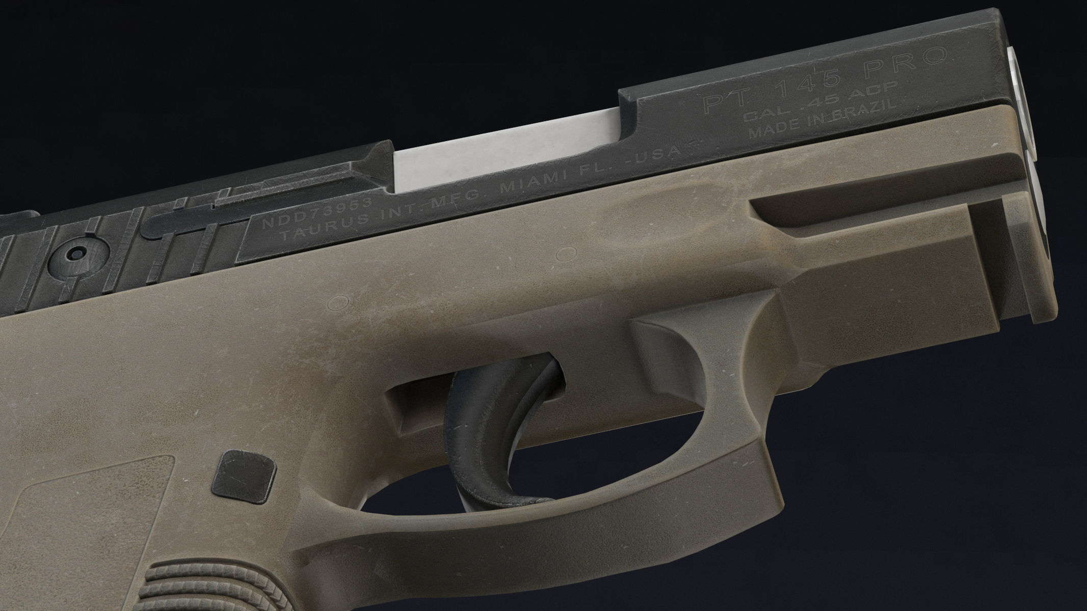 Taurus PT145 Low Poly Realistic V2 Low-poly 3D model_12