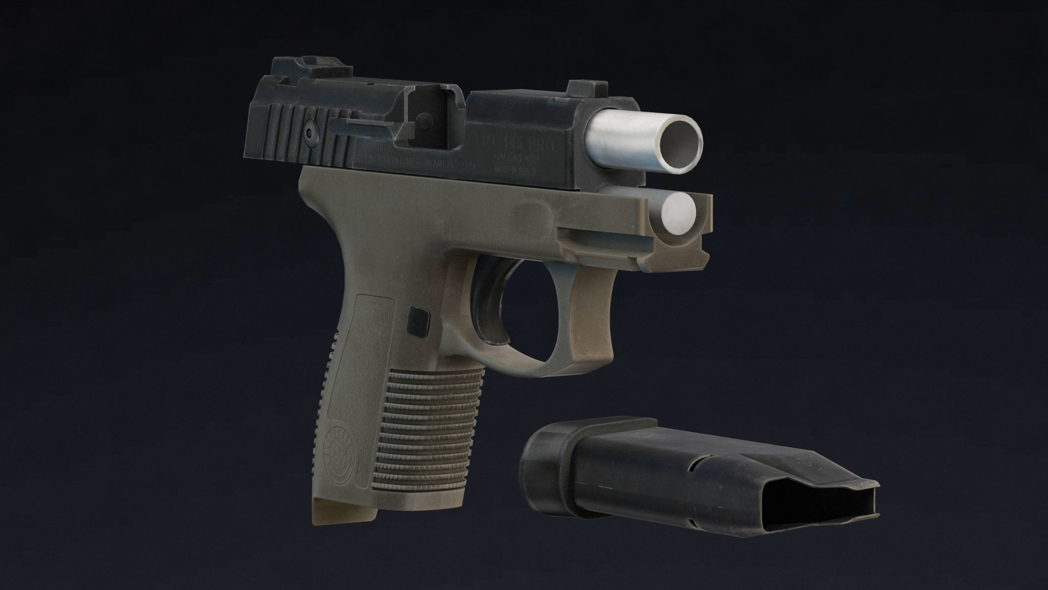 Taurus PT145 Low Poly Realistic V2 Low-poly 3D model_4