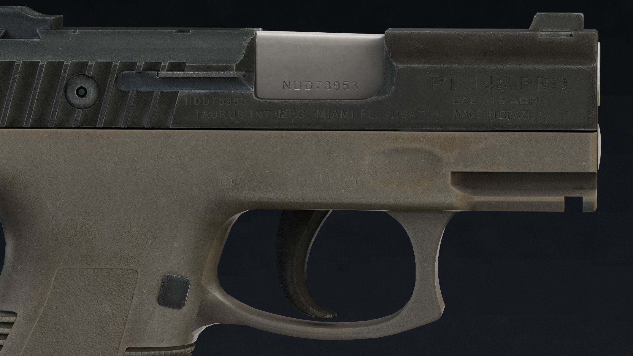 Taurus PT145 Low Poly Realistic V2 Low-poly 3D model_5