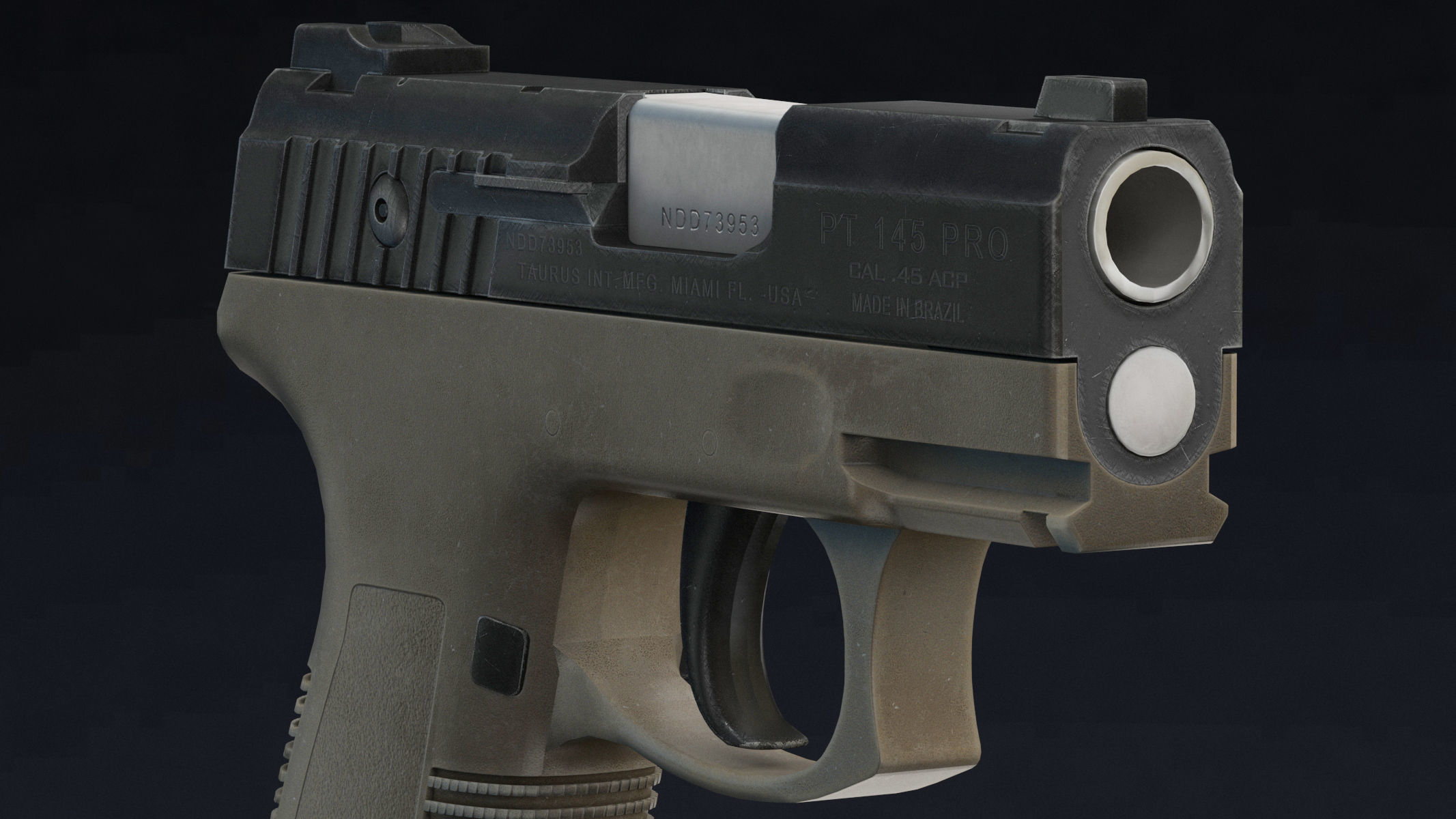 Taurus PT145 Low Poly Realistic V2 Low-poly 3D model_9