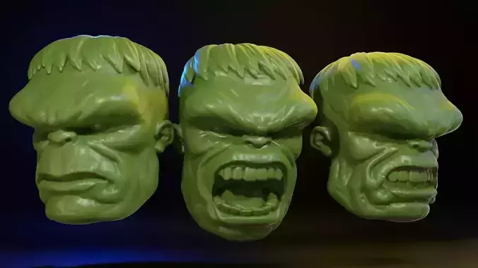 HULK 3 Heads for Print 3D print model