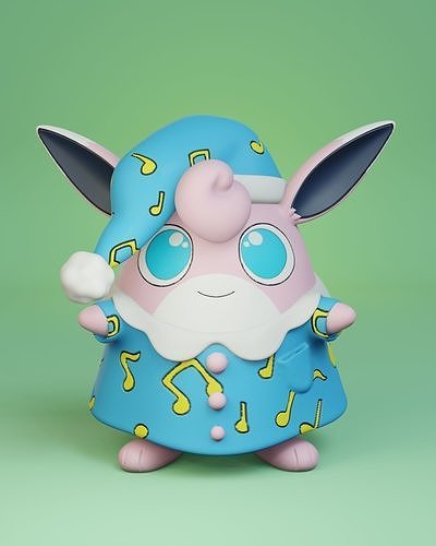 pokemon wigglytuff bedtime style Free 3D print model