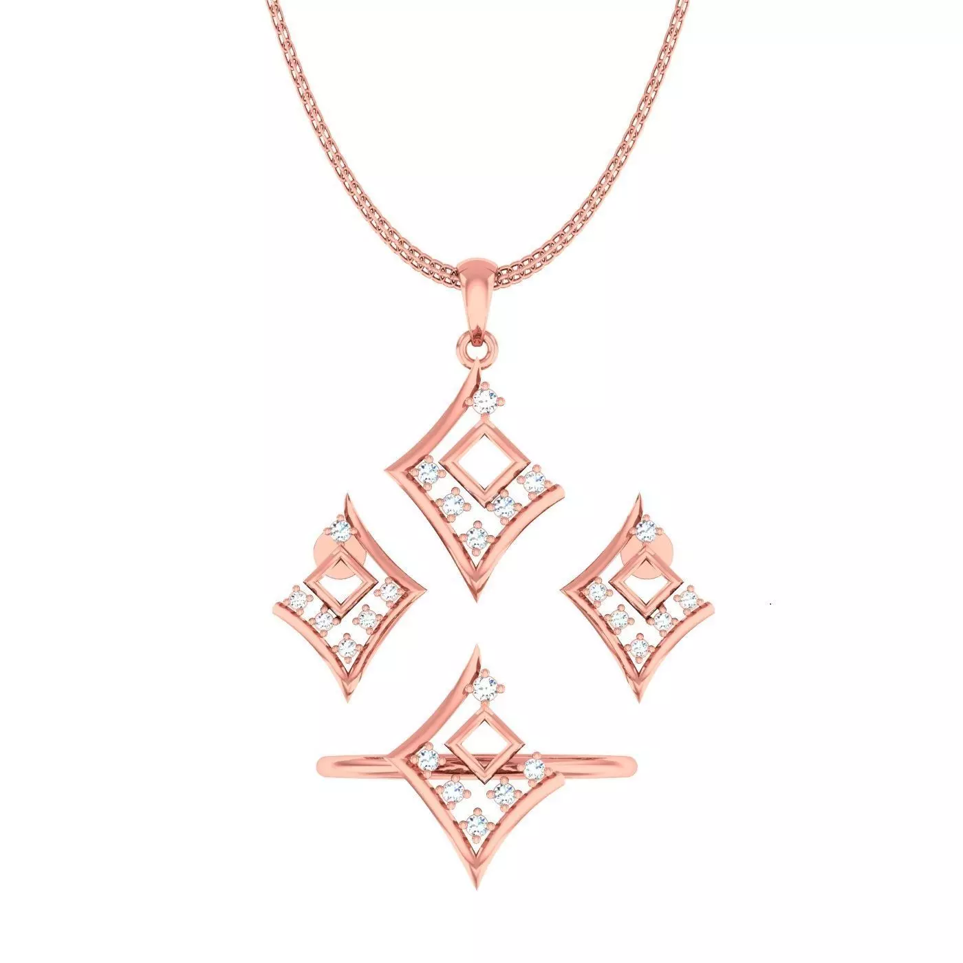 Ring Earrings Pendant Combo 3D print model_0