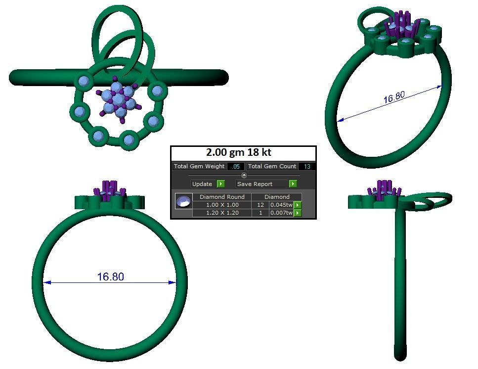 Ring Earrings Pendant Combo 3D print model_14