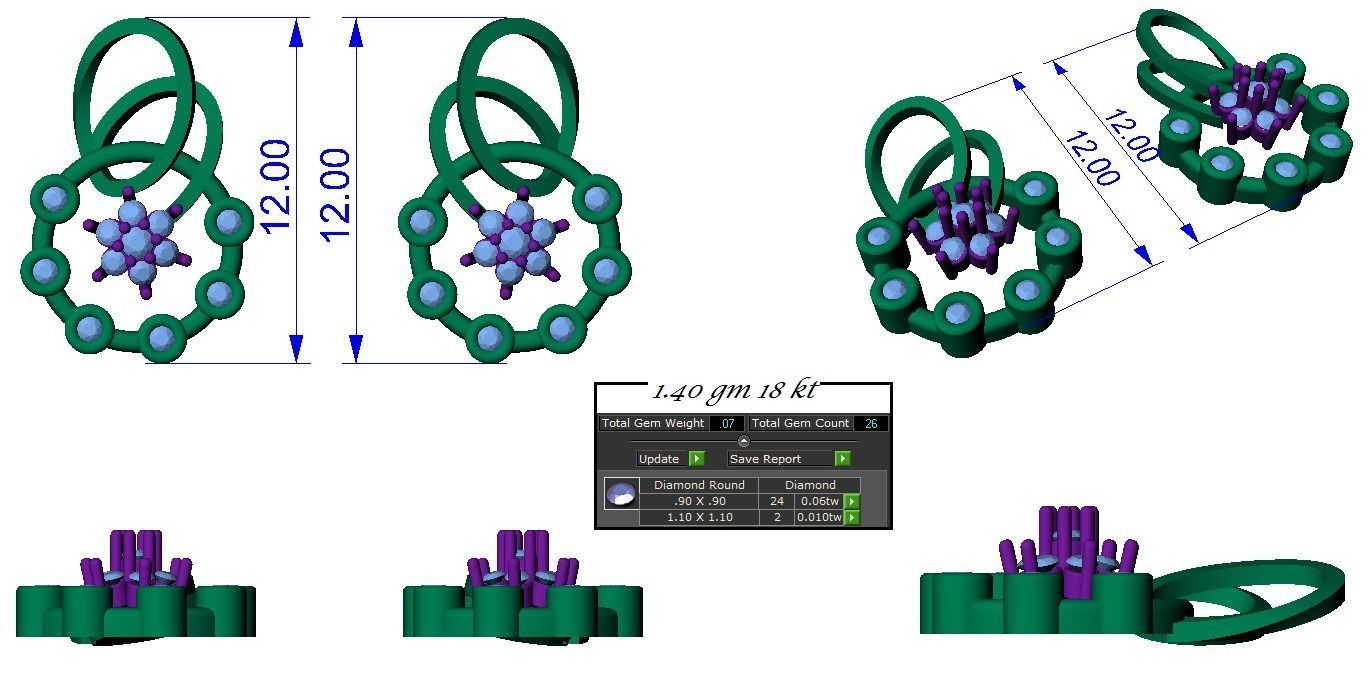 Ring Earrings Pendant Combo 3D print model_12