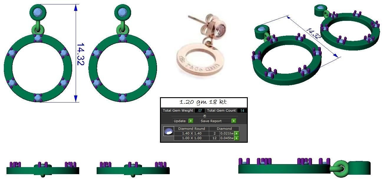 Ring Earrings Pendant Combo 3D print model_16