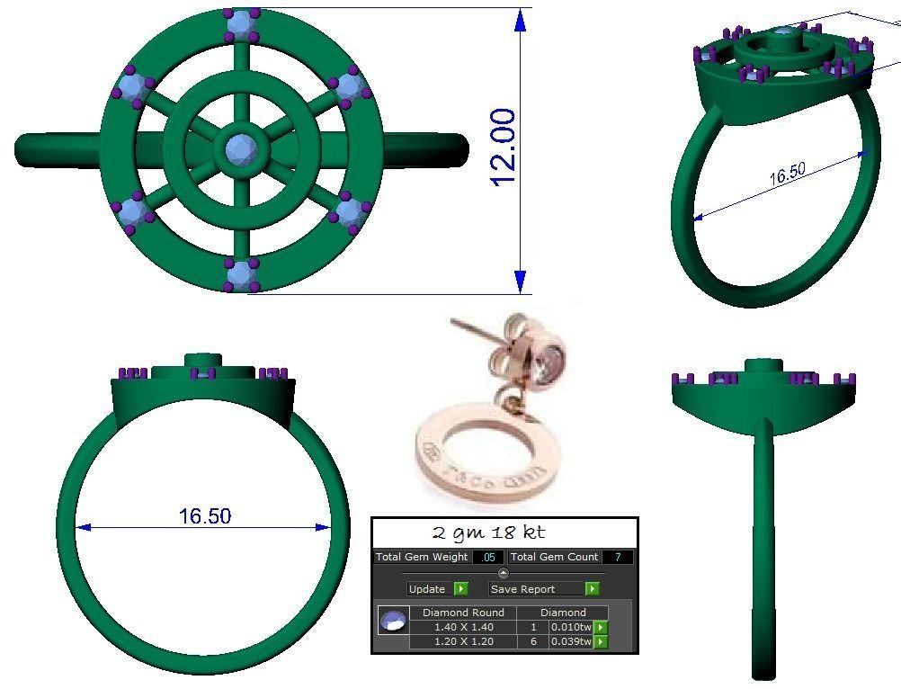Ring Earrings Pendant Combo 3D print model_18