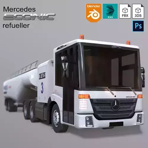 Mercedes Econic refueller Low-poly 3D model