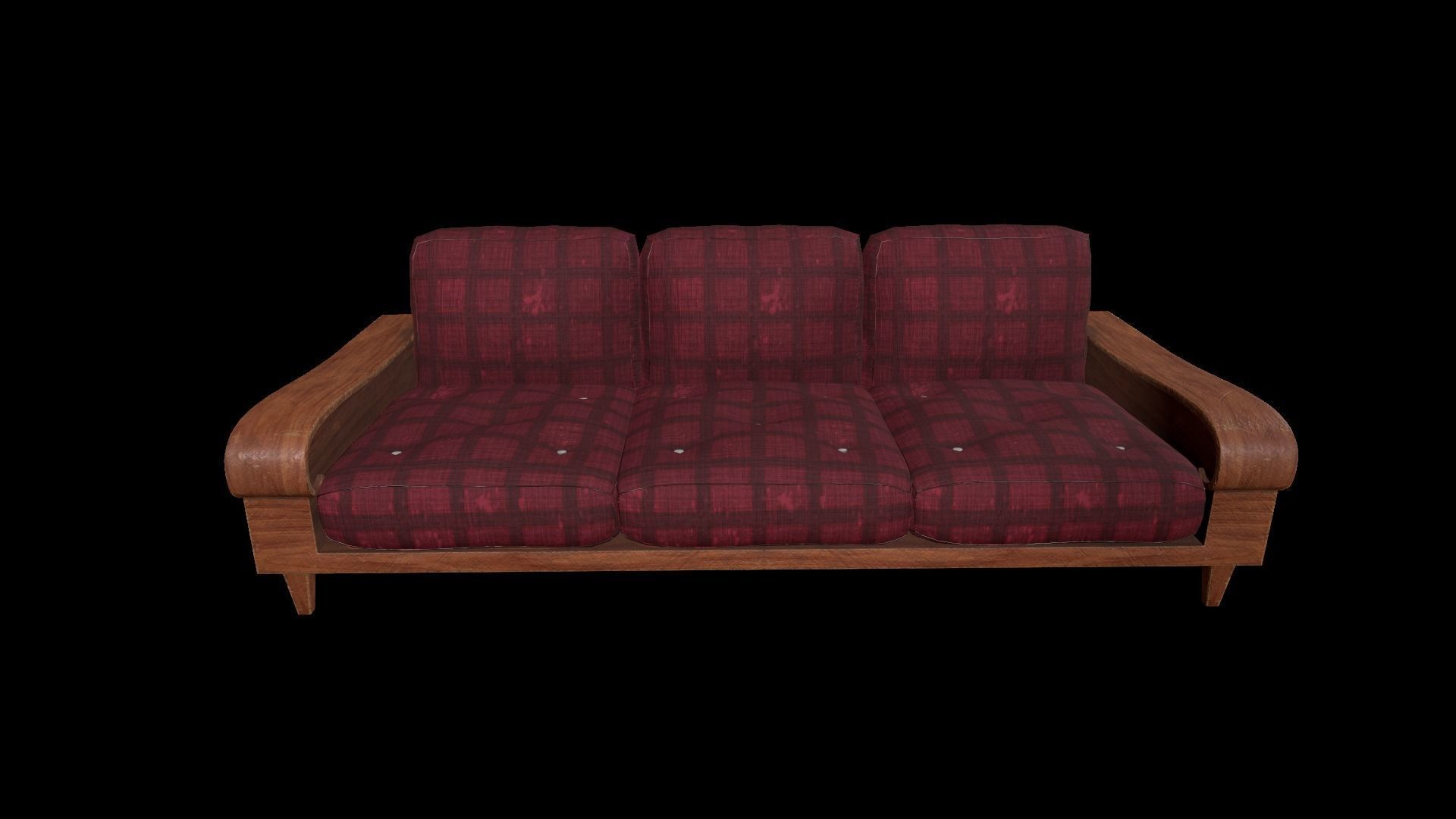 low poly sofa plaid Low-poly 3D model_1