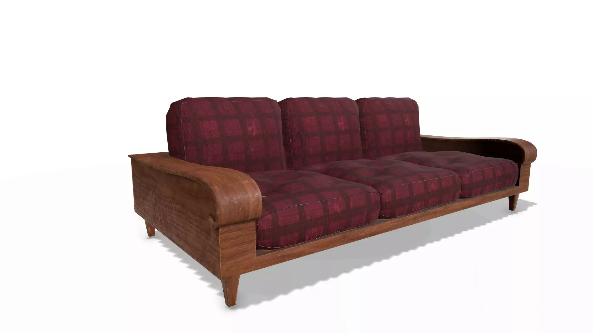 low poly sofa plaid Low-poly 3D model_0