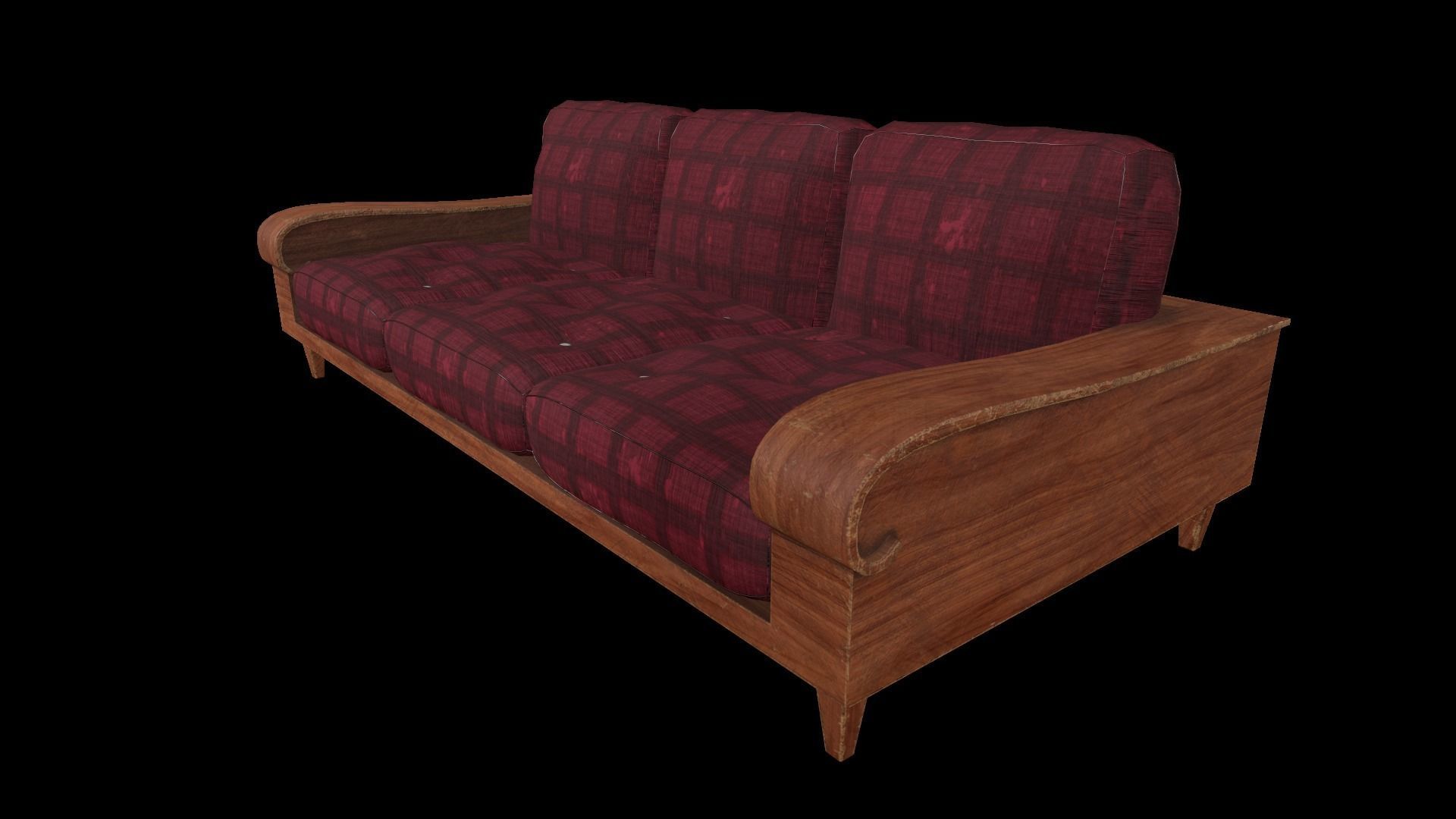 low poly sofa plaid Low-poly 3D model_2