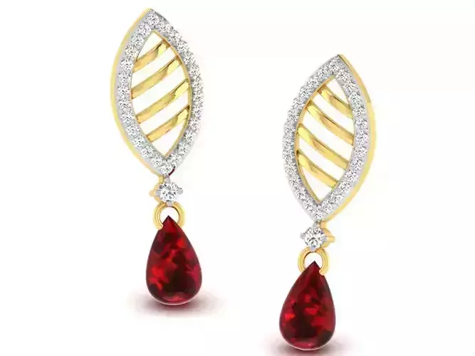 Solitaire Pear Stone Earring