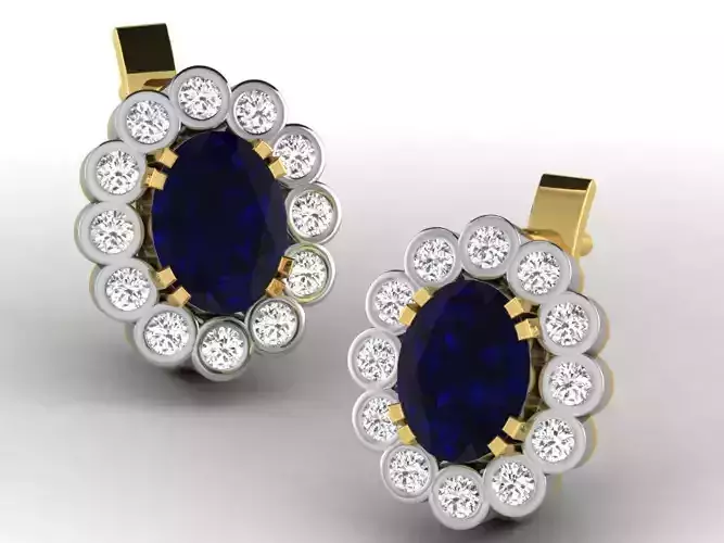Solitaire Oval Stone Earring 3D print model