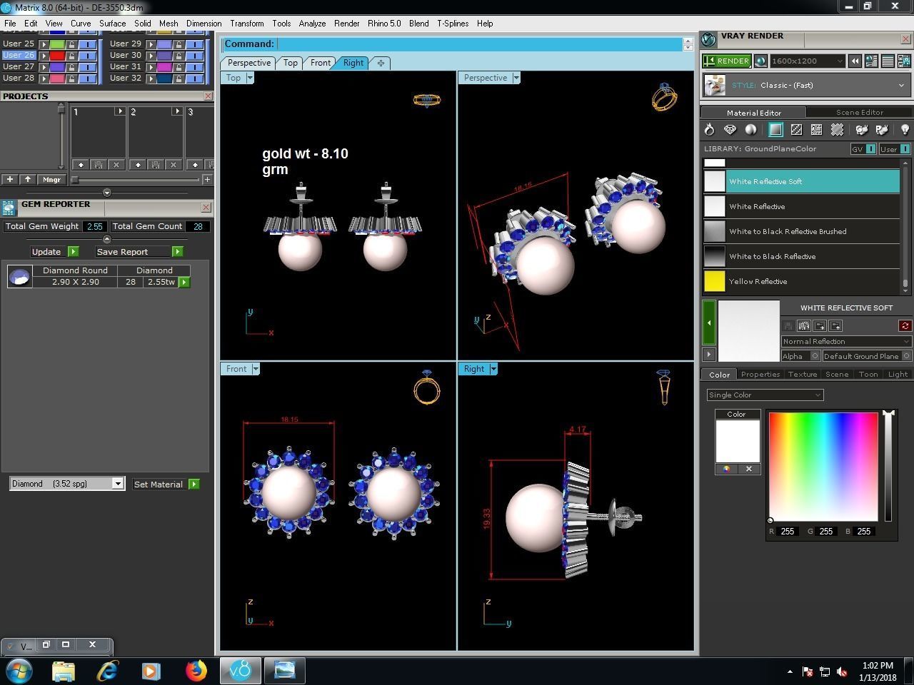 Women Solitaire Opal Stone  Earring 3D print model_5