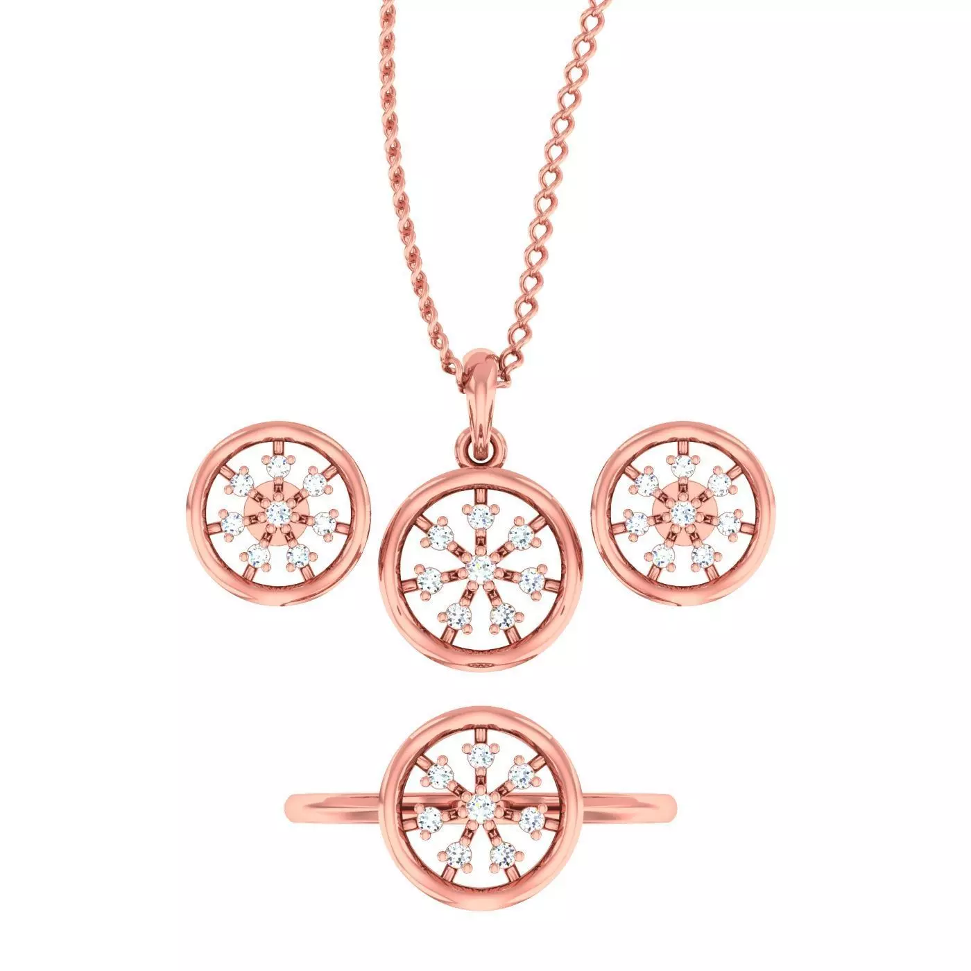 Ring Earrings Pendant Combo 3D print model_0