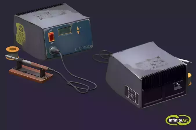 Soldering staition Low-poly 3D model