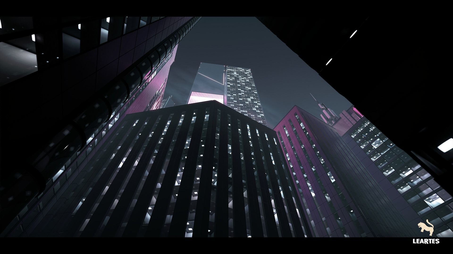 Futuristic Rooftop City Environment Low-poly 3D model_2