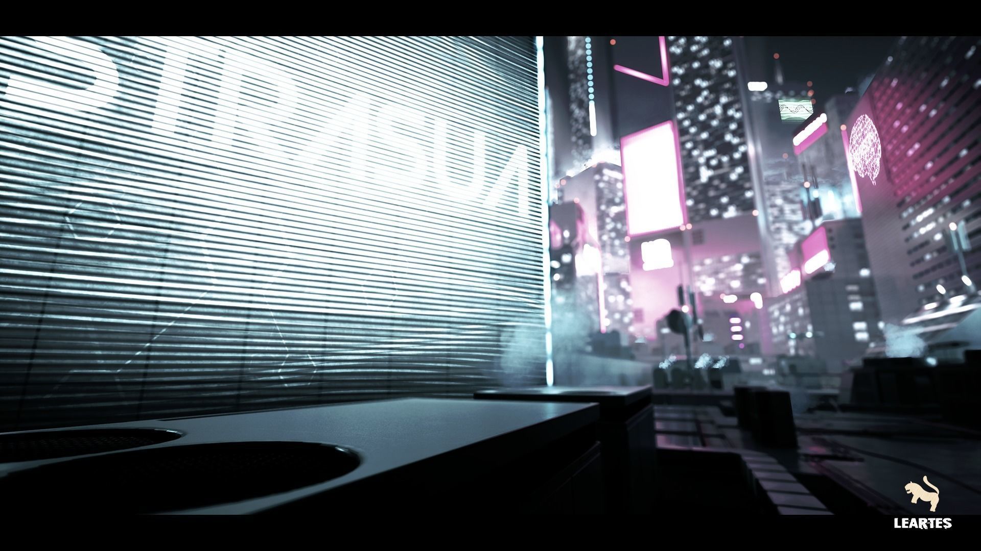 Futuristic Rooftop City Environment Low-poly 3D model_4