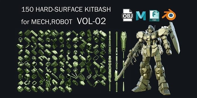 150 HARD-SURFACE KITBASH VOL 02 3D model