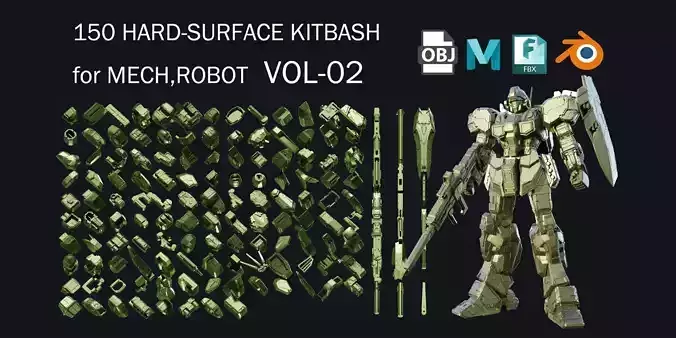 150 HARD-SURFACE KITBASH VOL 02 3D model 150 HARD-SURFACE KITBASH VOL 02 3D model