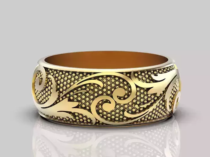 Ornamental carving ring silver gold printable jewelry 3D model