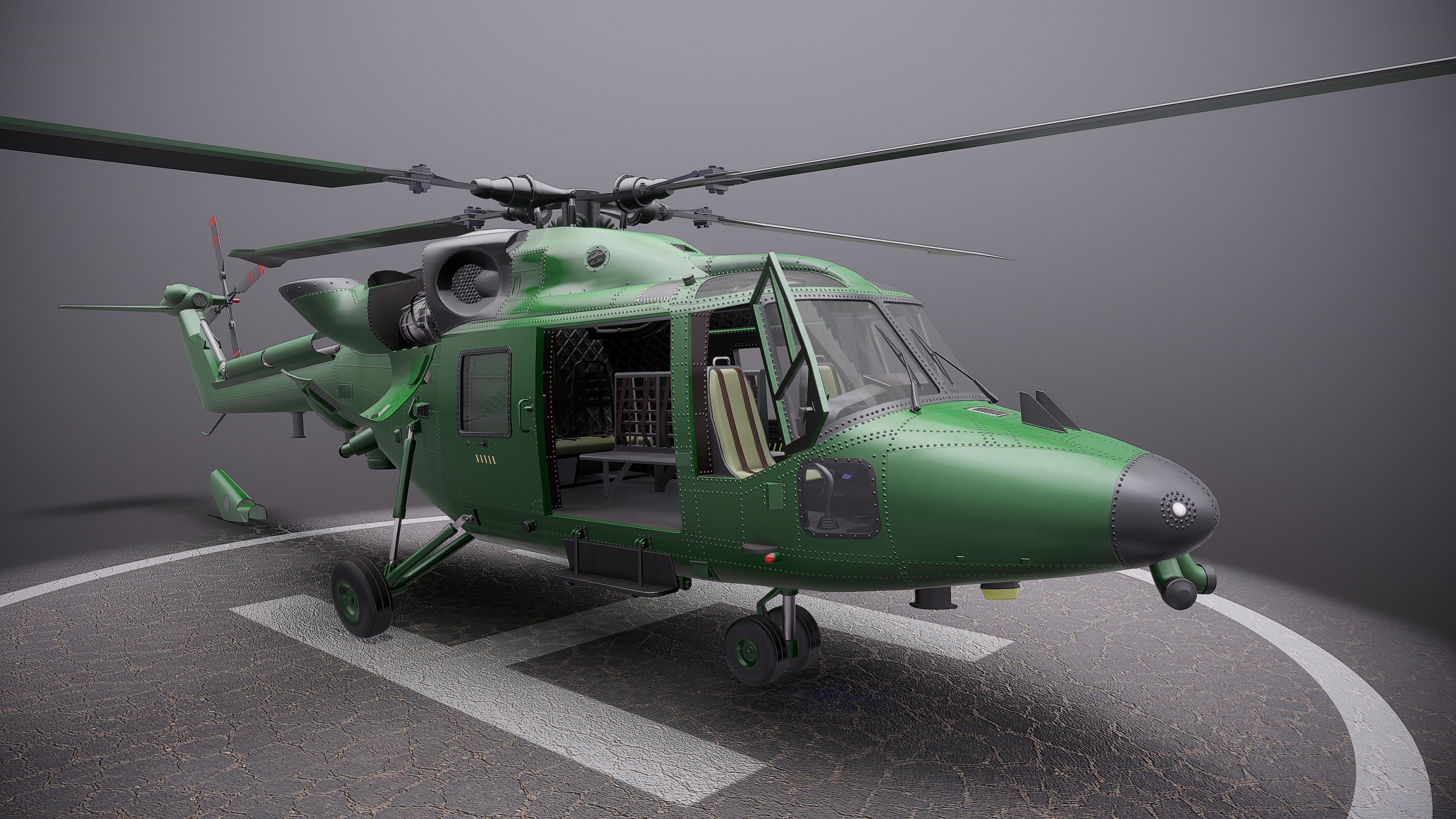 British helicopter Low-poly 3D model_8