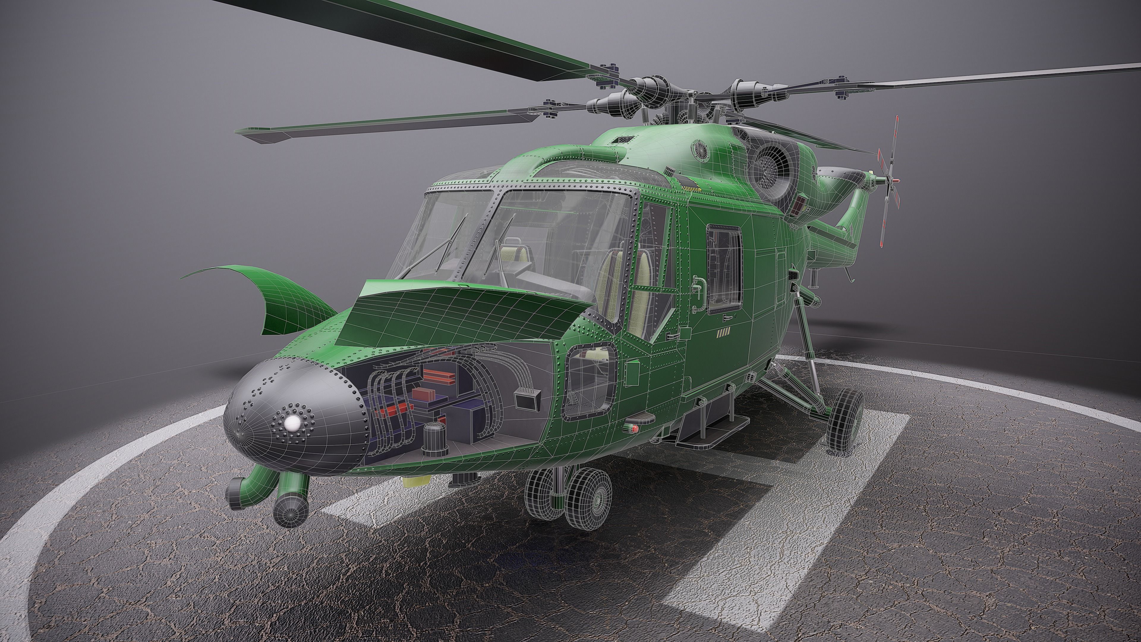 British helicopter Low-poly 3D model_17