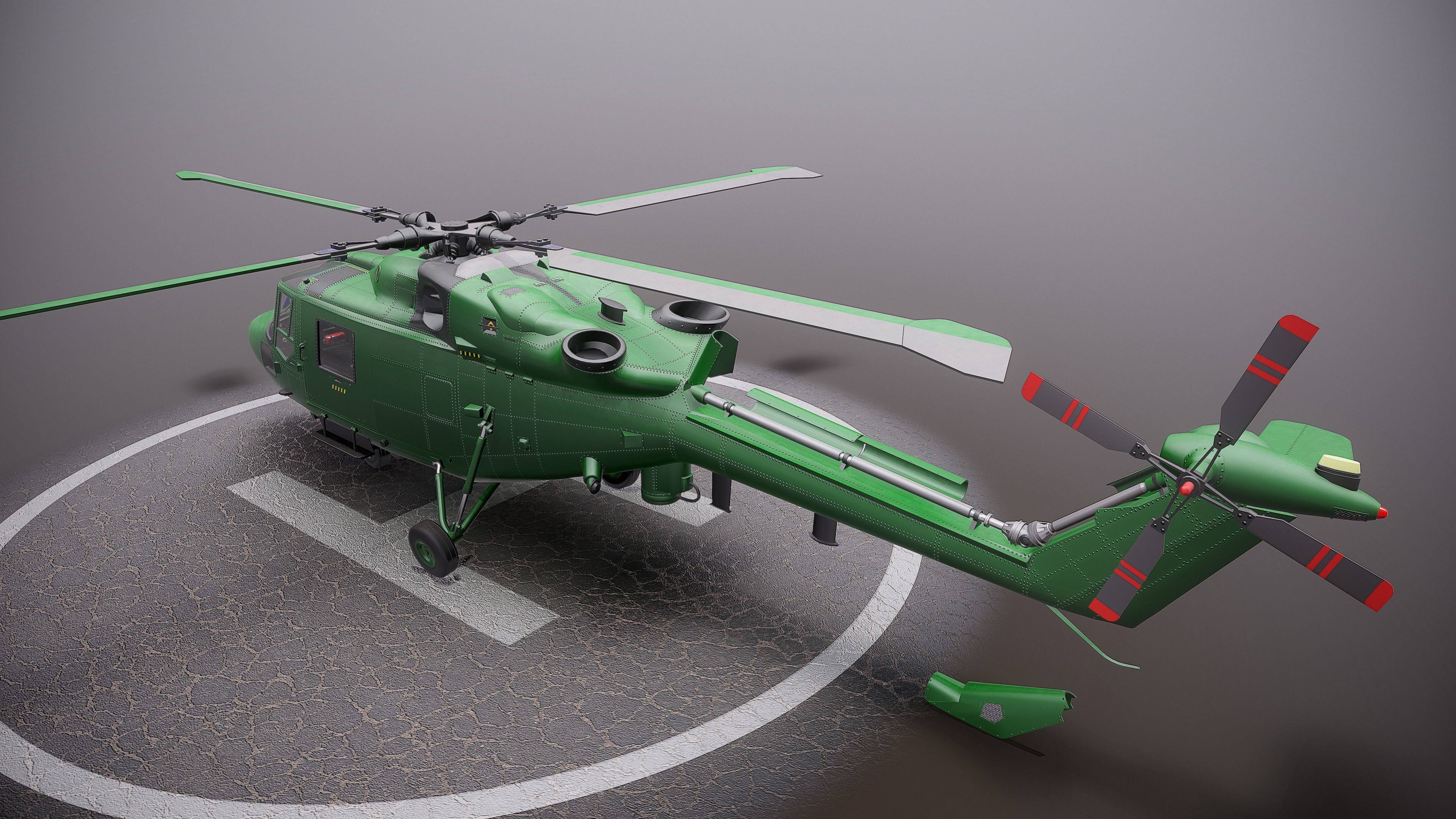 British helicopter Low-poly 3D model_3