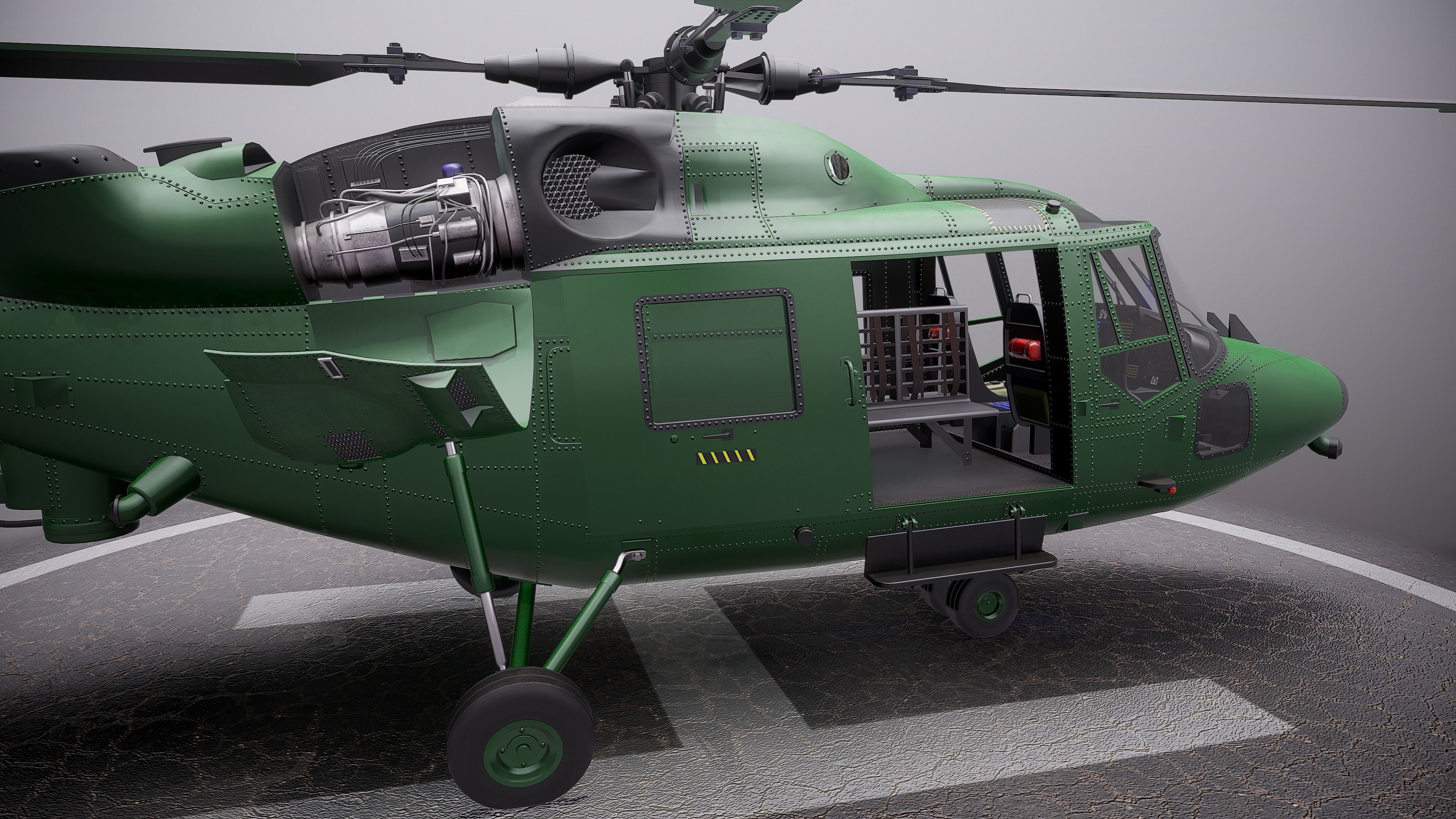 British helicopter Low-poly 3D model_5