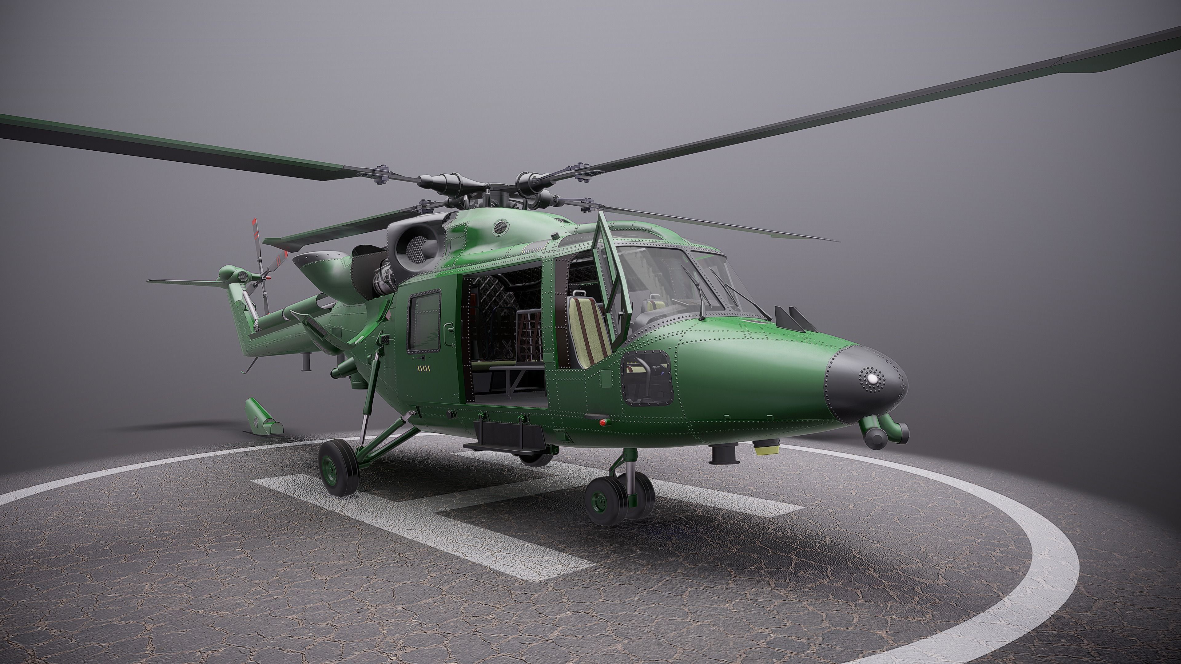 British helicopter Low-poly 3D model_9