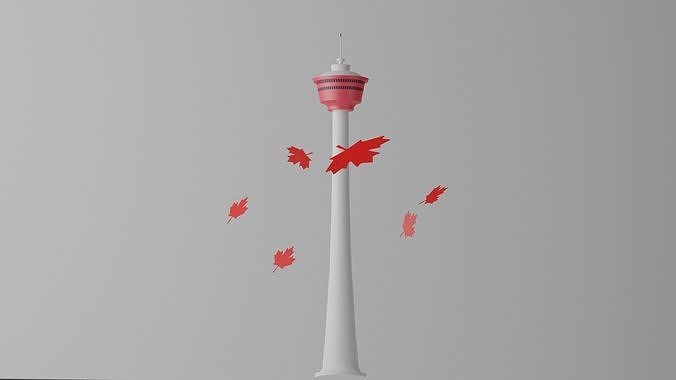 Cartoon Calgary Tower Canada 1 Low-poly 3D model