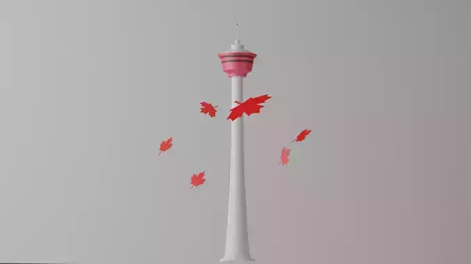 Cartoon Calgary Tower Canada 1 Low-poly 3D model