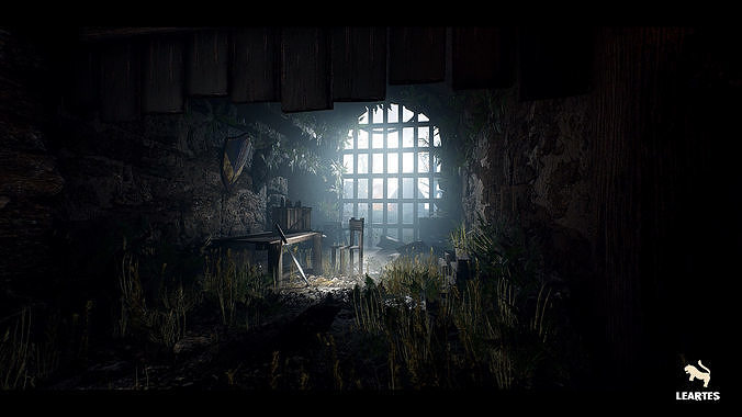 Medieval Castle Village Environment Low-poly 3D model 3