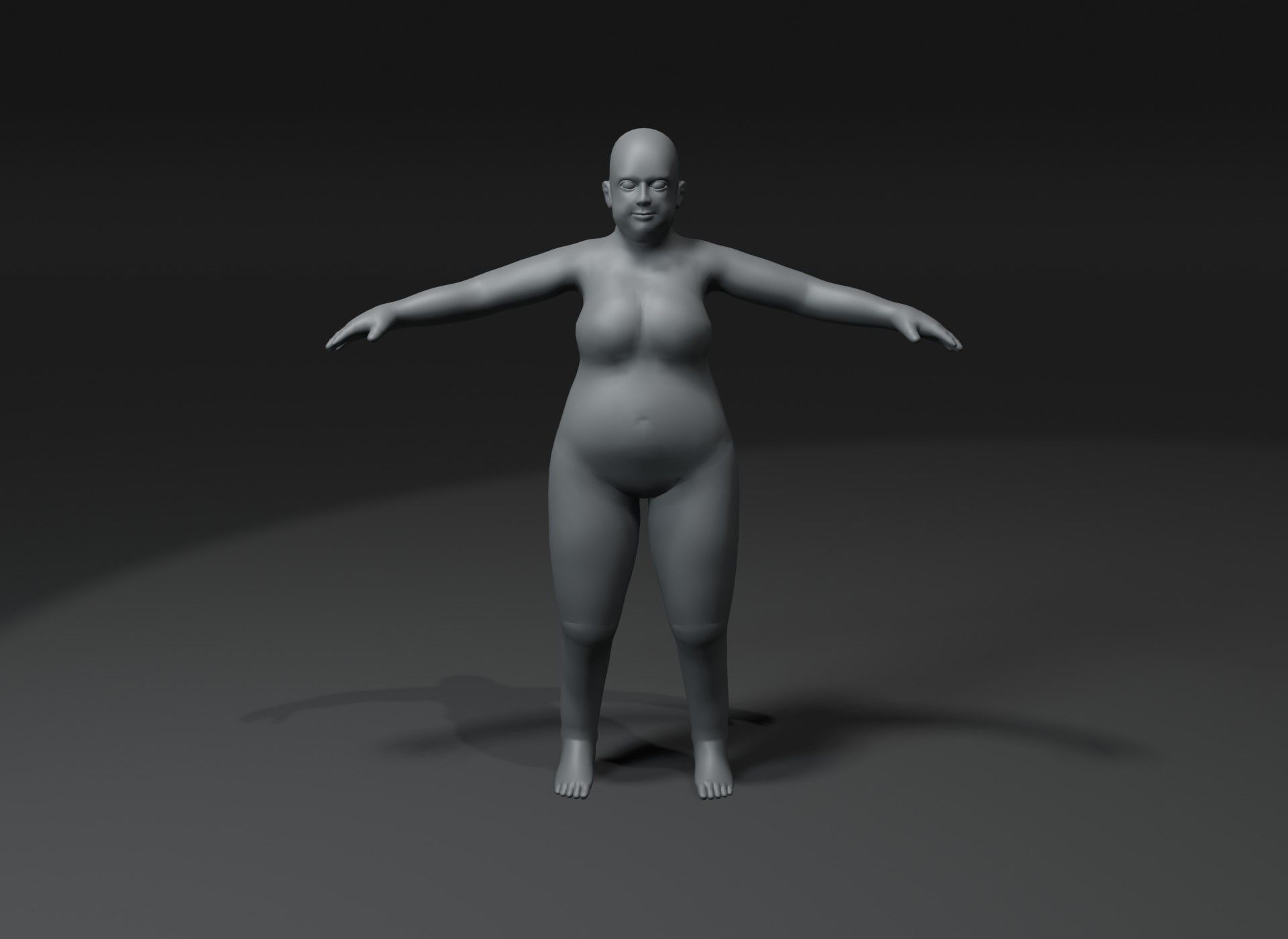 Fat Girl Kid Body Base Mesh Animated Rigged 3D Model 20k Poly Low-poly 3D model_12