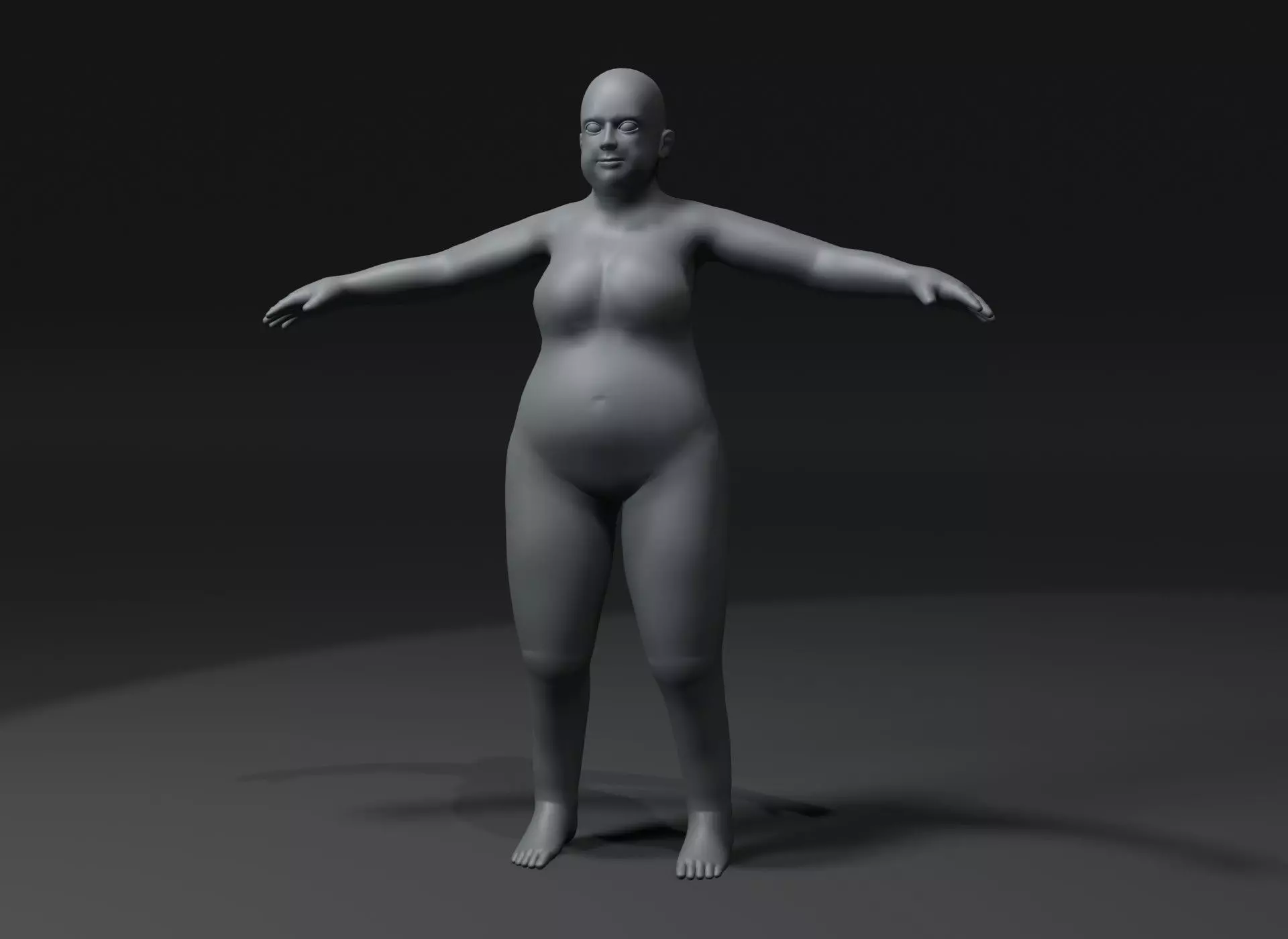 Fat Girl Kid Body Base Mesh Animated Rigged 3D Model 20k Poly Low-poly 3D model_0