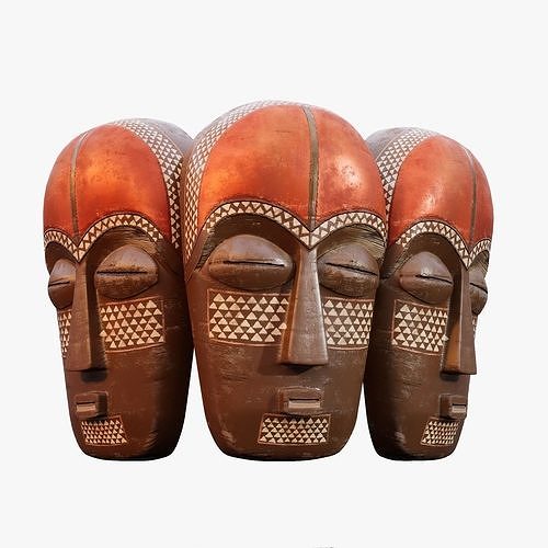 African Mask Low-poly 3D model